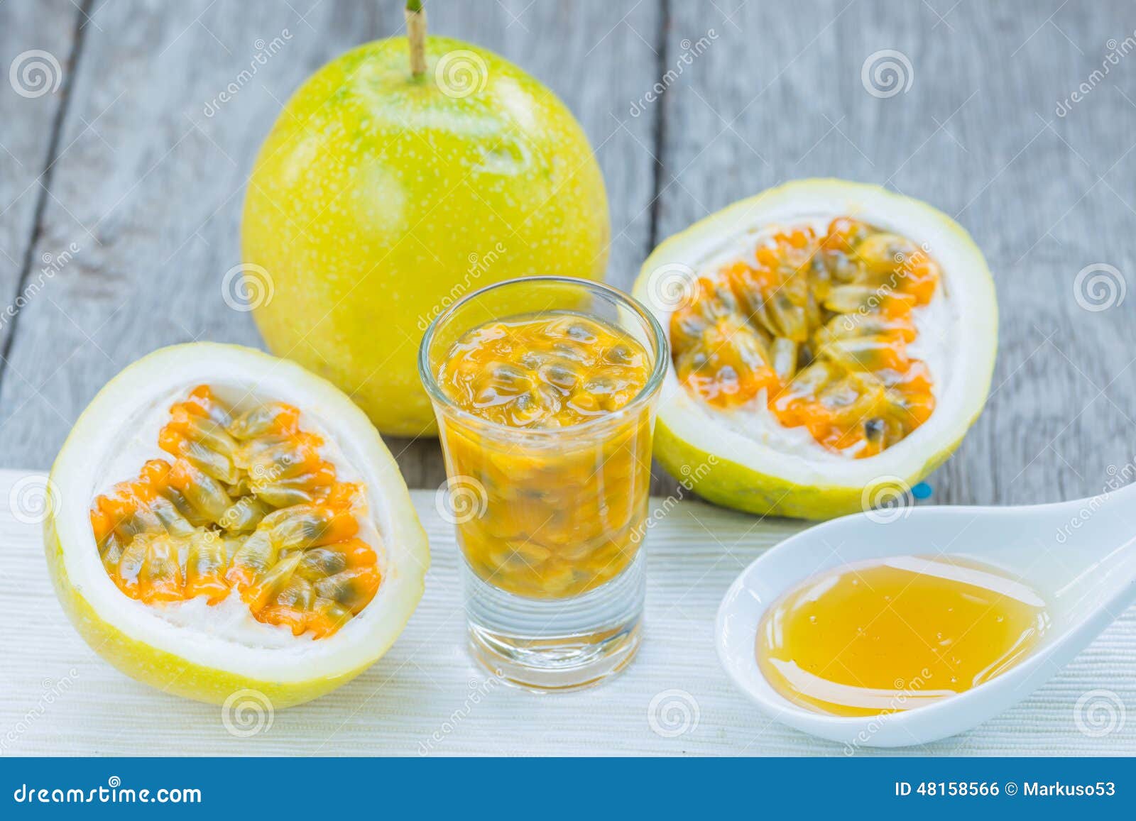 Passion fruit and honey stock photo. Image of juice, cutout 48158566