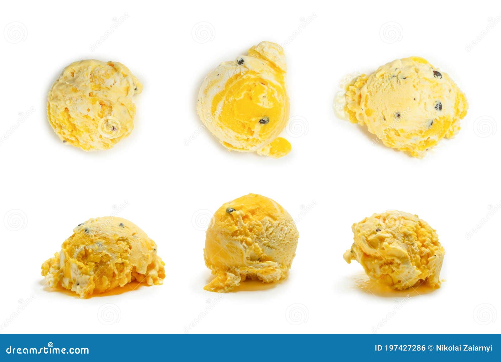 Passion Fruit Ice Cream Ball Isolated Stock Photo Image of creamy