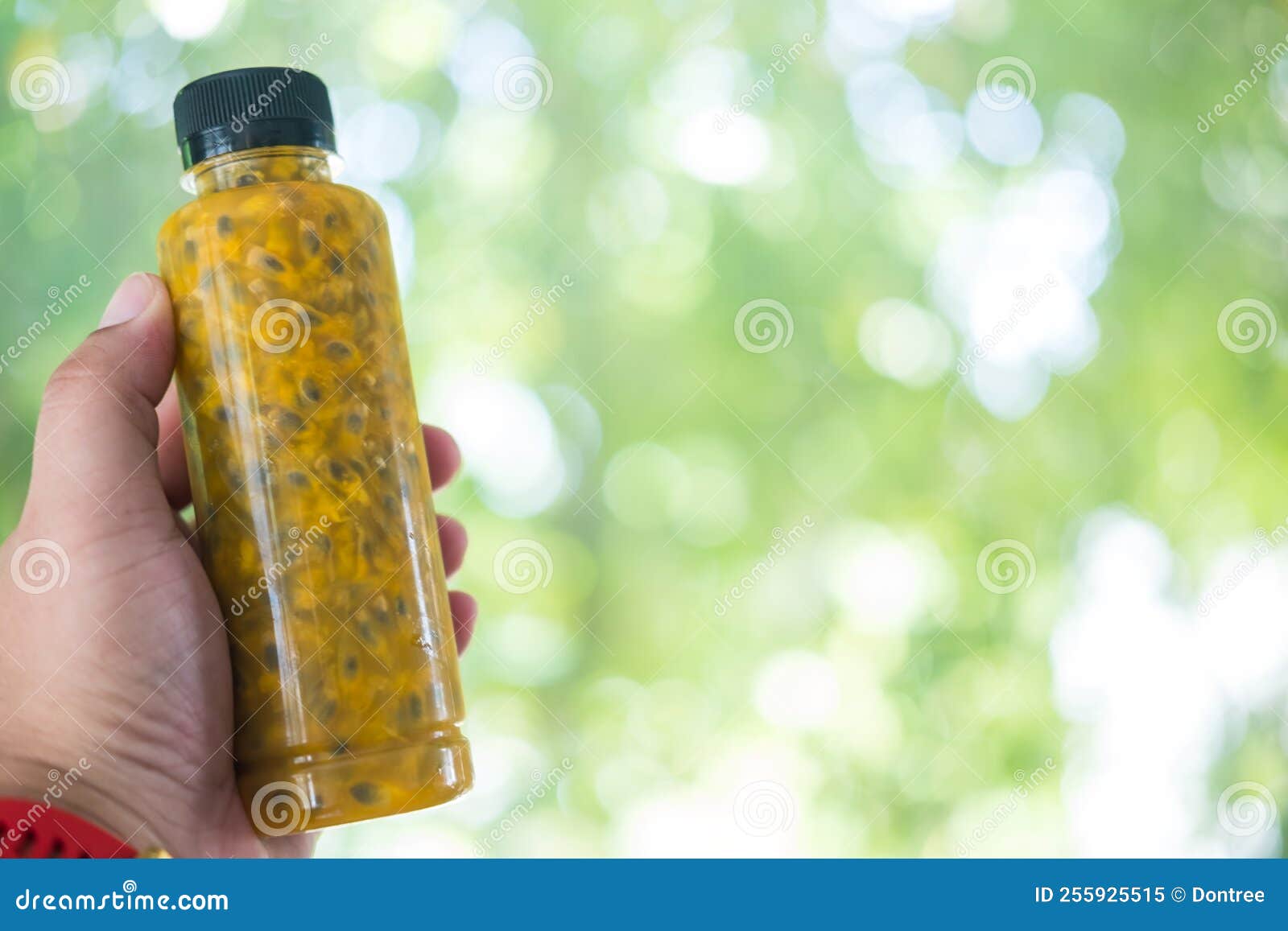 Passion Fruit Juice in Plastic Bottle, Detox Fresh Juice Stock Image