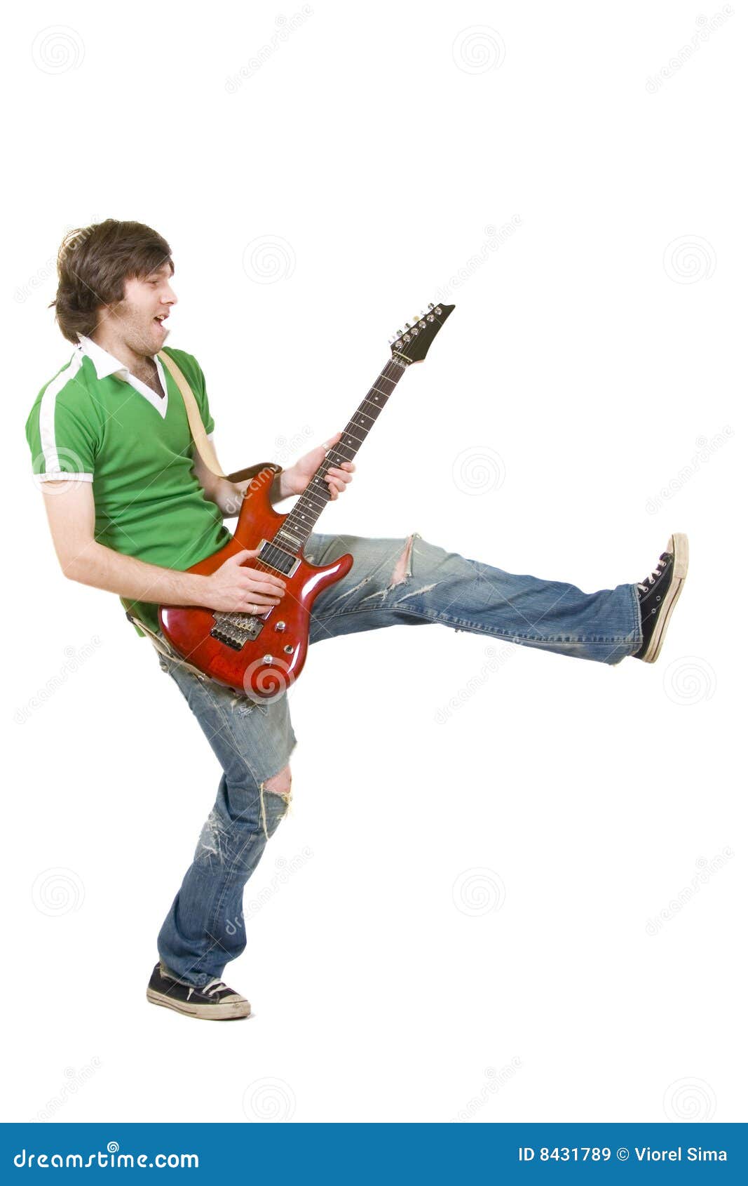 Passionate Guitar Player Playing His Guitar Stock Image Image of