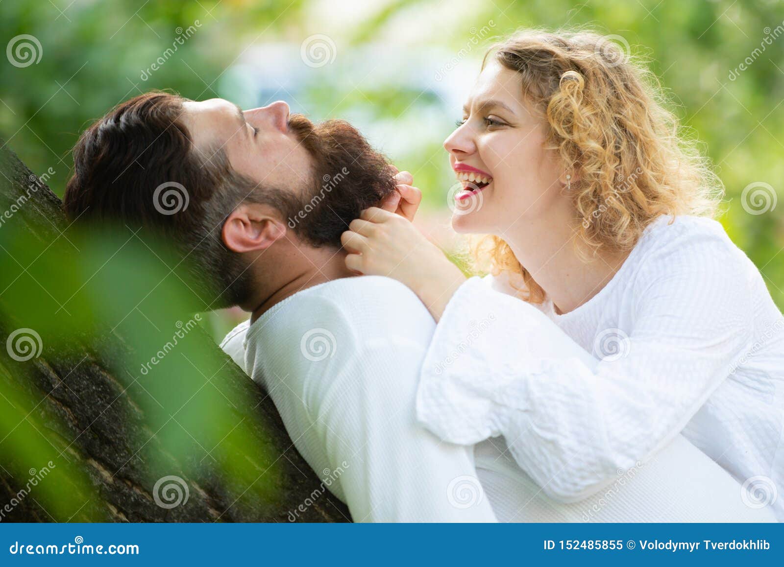 Passionate Woman with Lover Feeling Pleasure Having photo