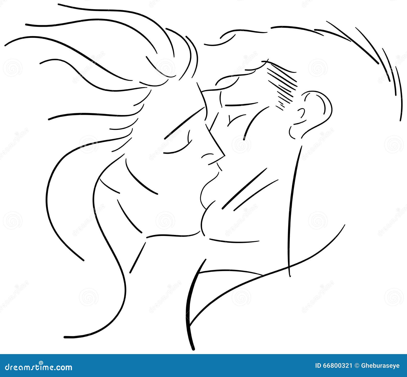 Passionate Kiss Isolated in Black and White Stock Vector - Illustration ...