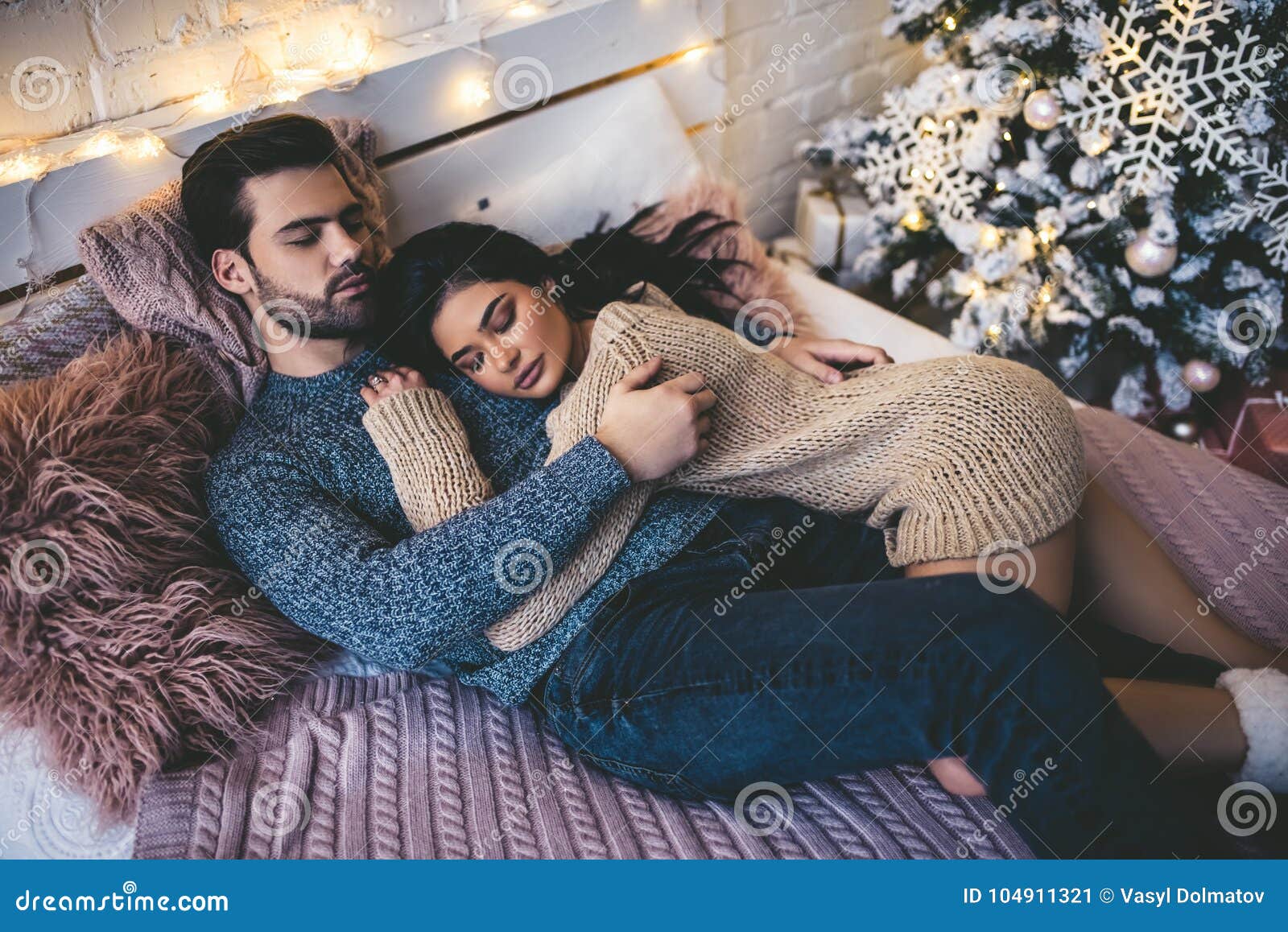 Couple On Bed Stock Image Image Of Socks Decoration