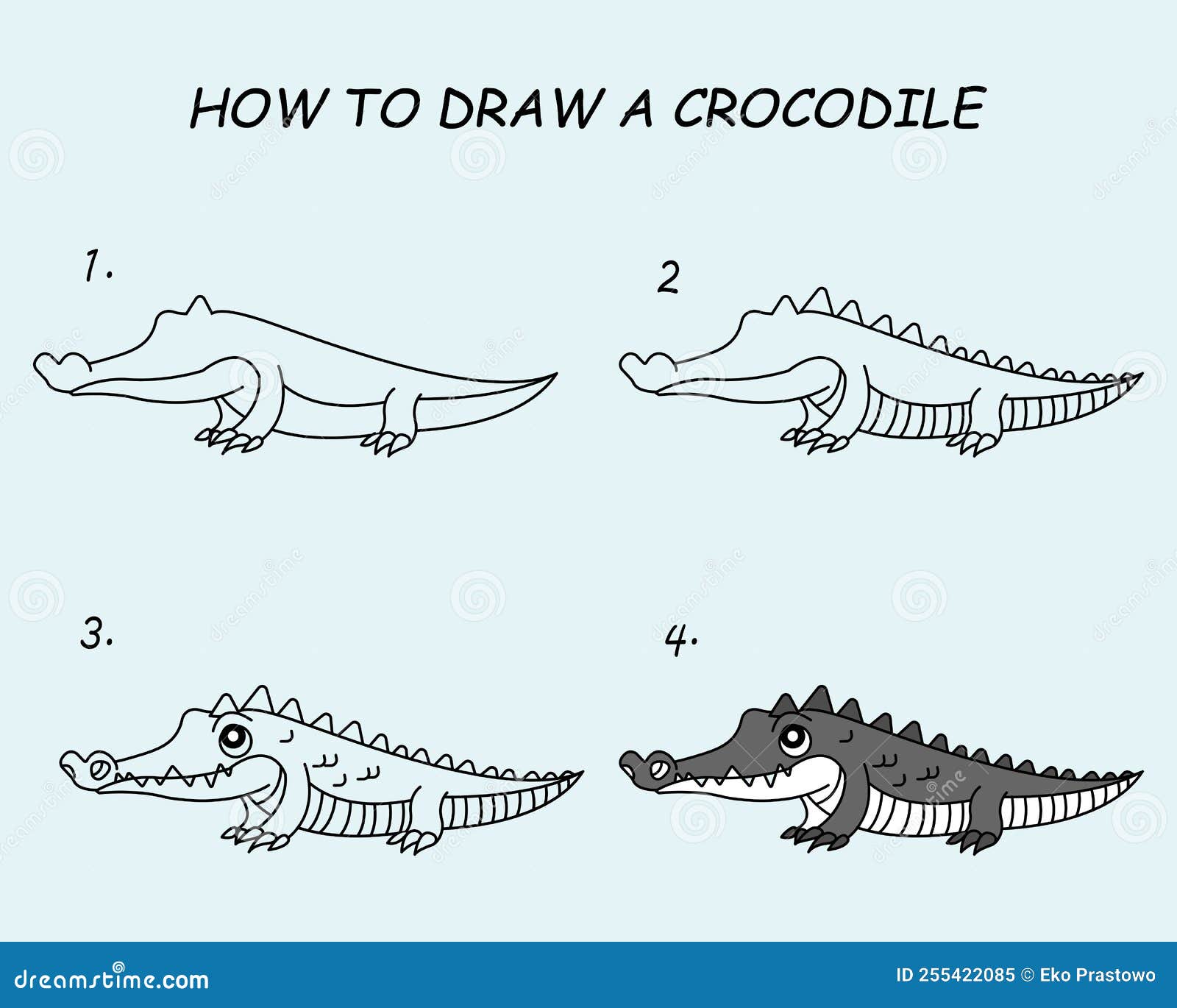 Como Desenhar Uma Ilustração Vetorial Crocodilo Desenhe Jacaré Passo Passo  imagem vetorial de NutkinsJ© 656332800