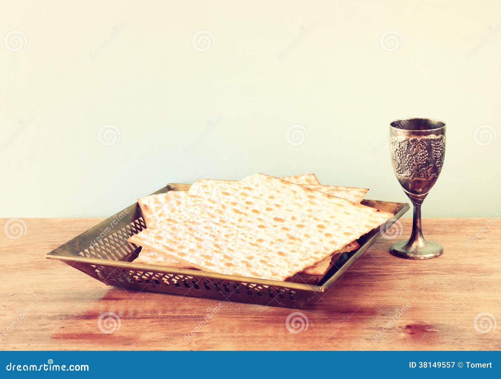 passover background wine and matzoh jewish passover bread over wooden background