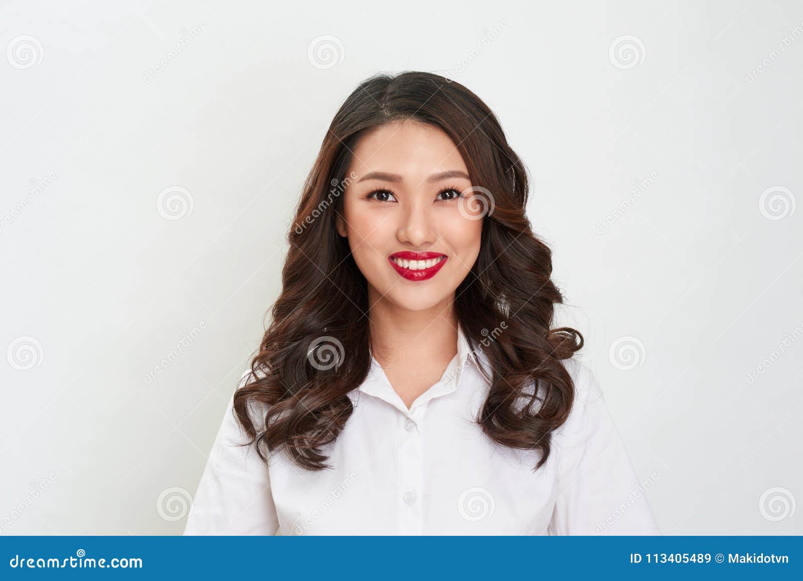Passport Photo. Portrait of Asian Smiling Woman. Stock Image - Image of  style, girl: 113405489