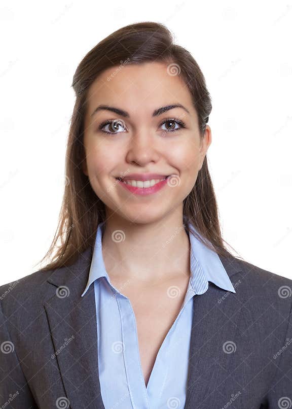 Passport Picture Businesswoman with Brown Hair Stock Image - Image of ...
