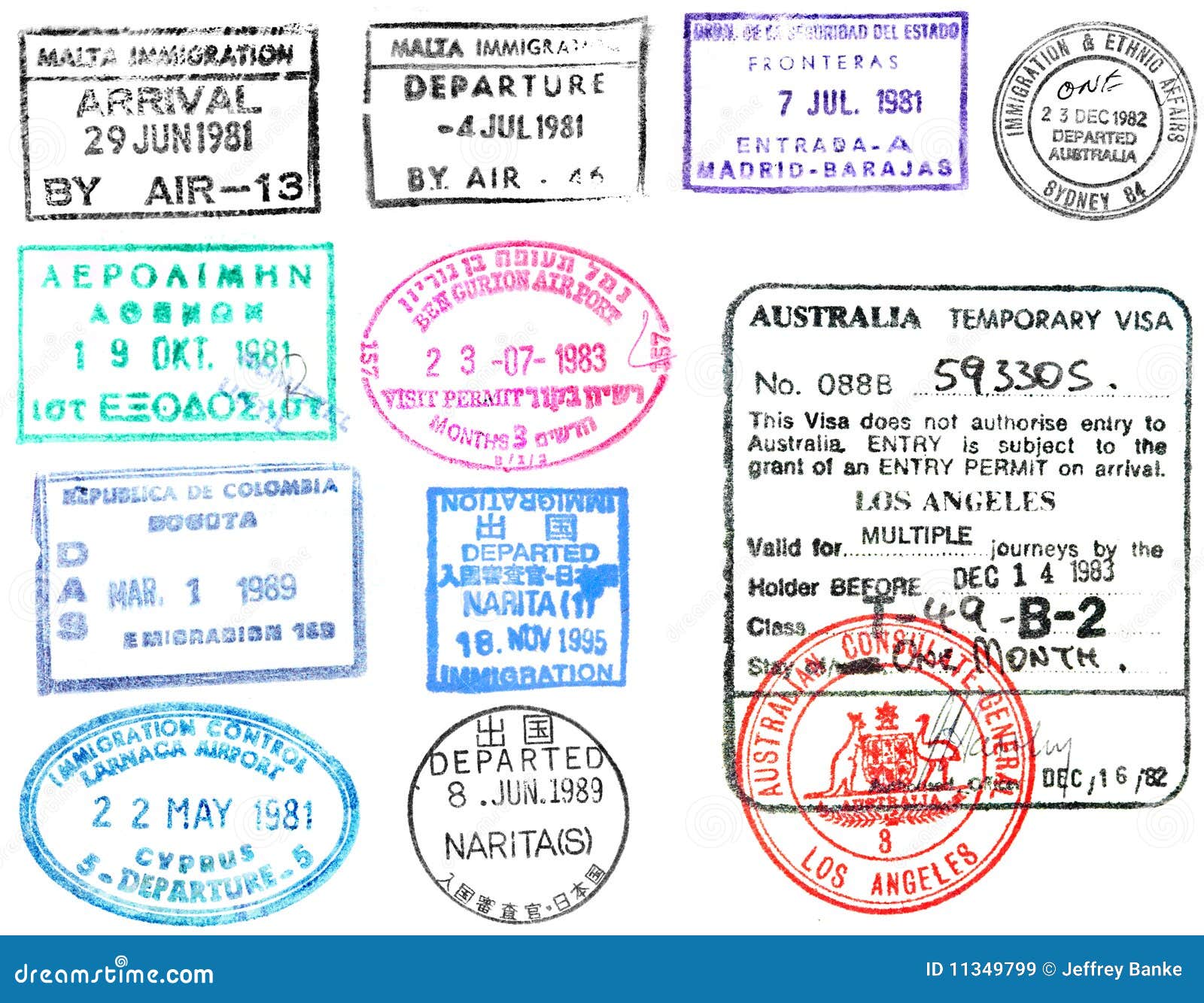 Passport Stamps And Visa's Royalty Free Stock Images 