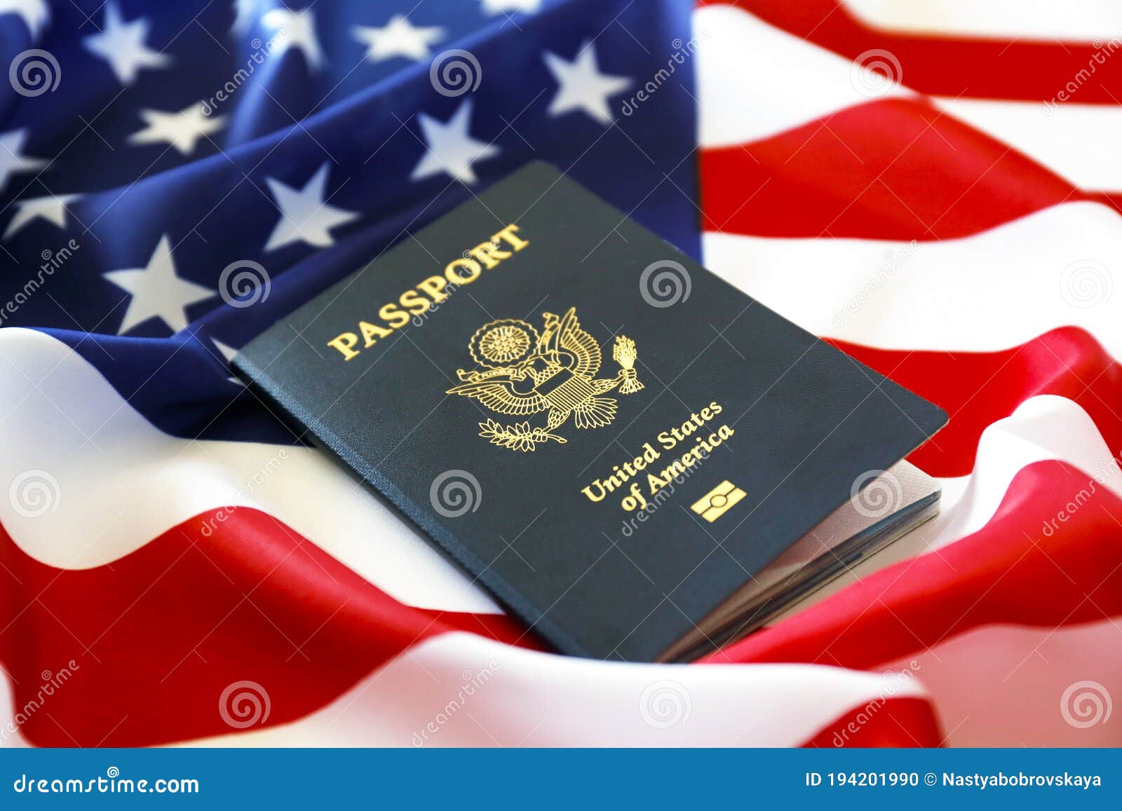 Passport of the US Citizen. Identification Document Over Bright Background  Stock Photo - Image of border, biometric: 194201990