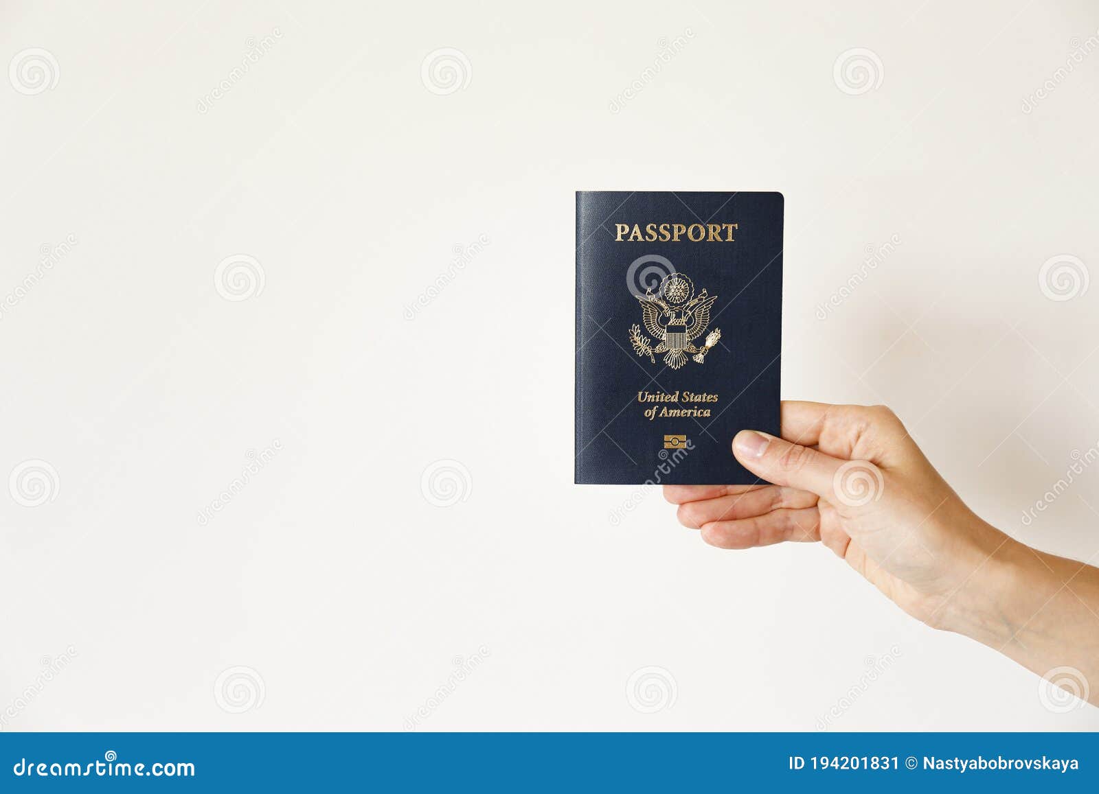 Passport of the US Citizen. Identification Document Over Bright ...