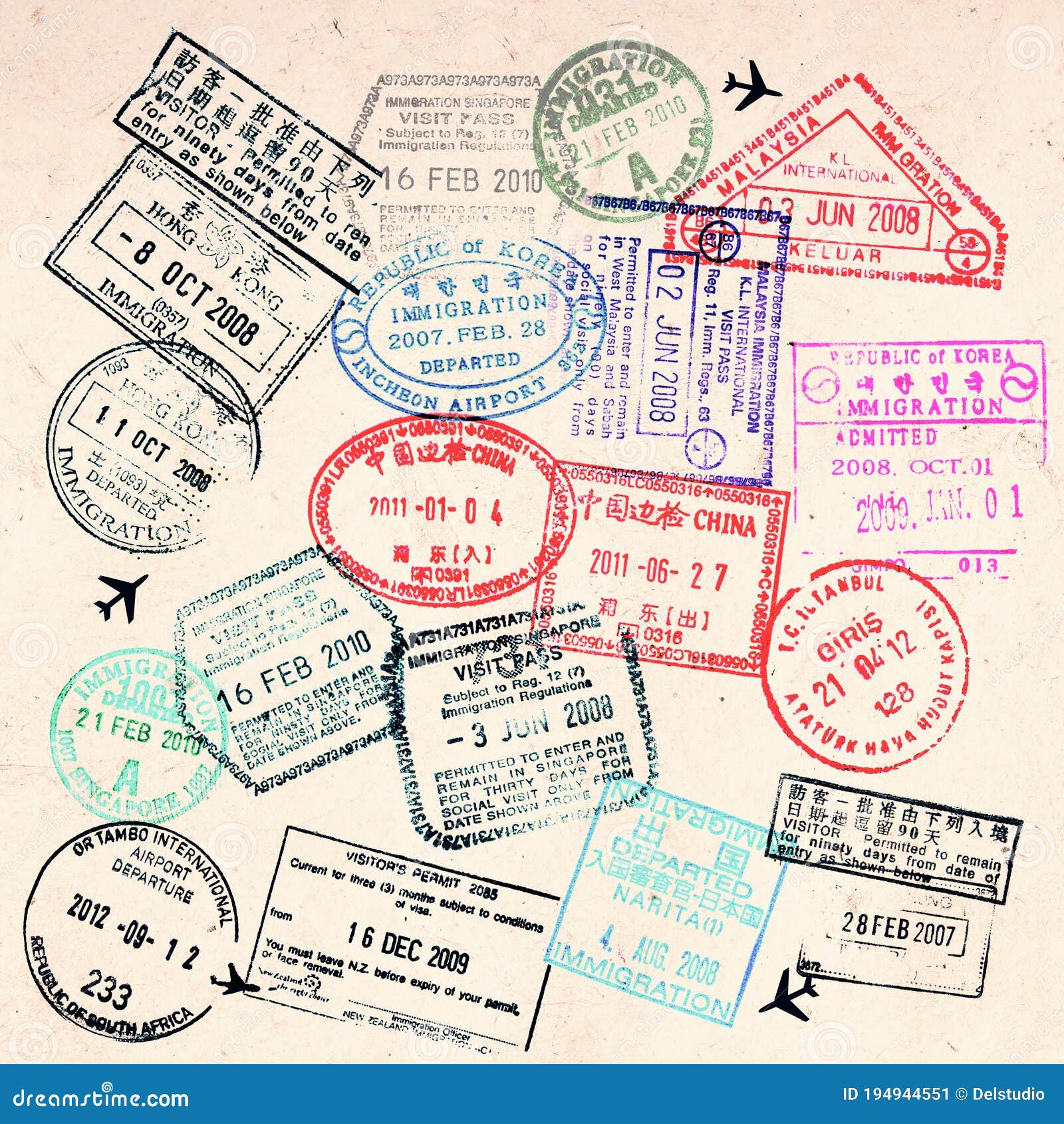 travel stamp collage