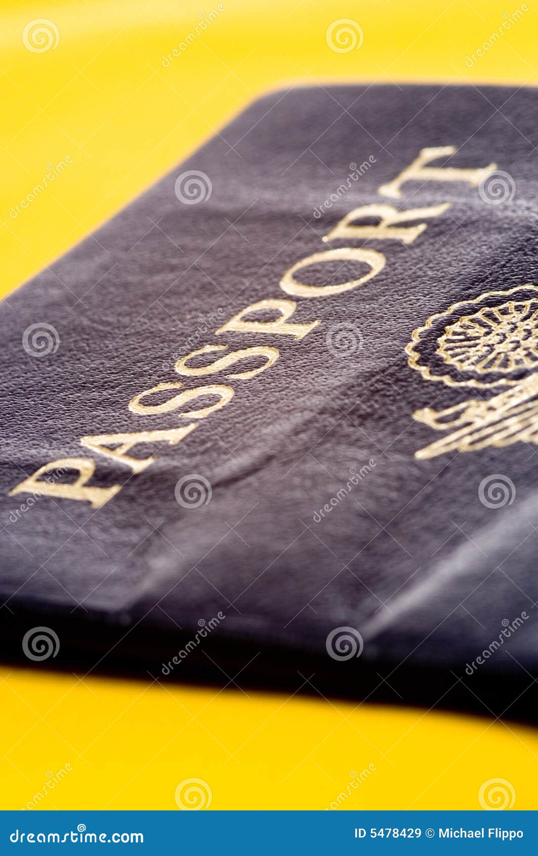 Passport on Yellow stock image. Image of issued, america 5478429