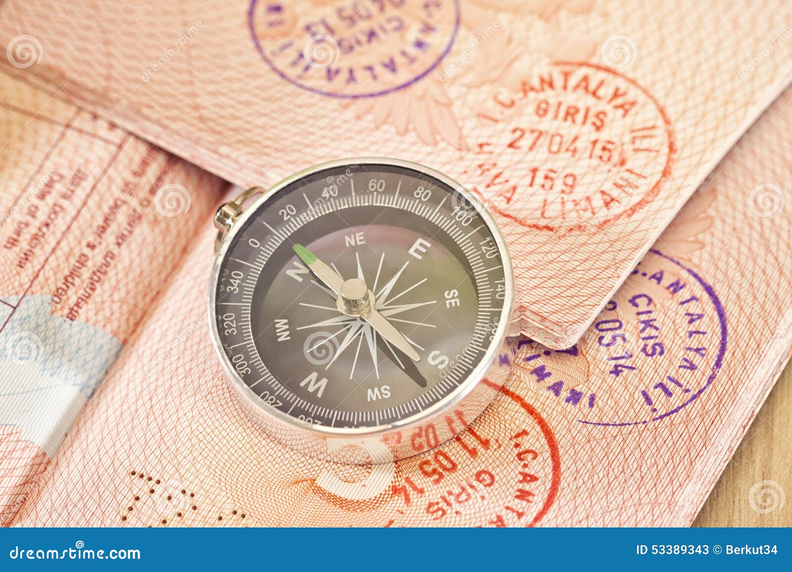 Passports and compass stock image. Image of foreign, french 53389343
