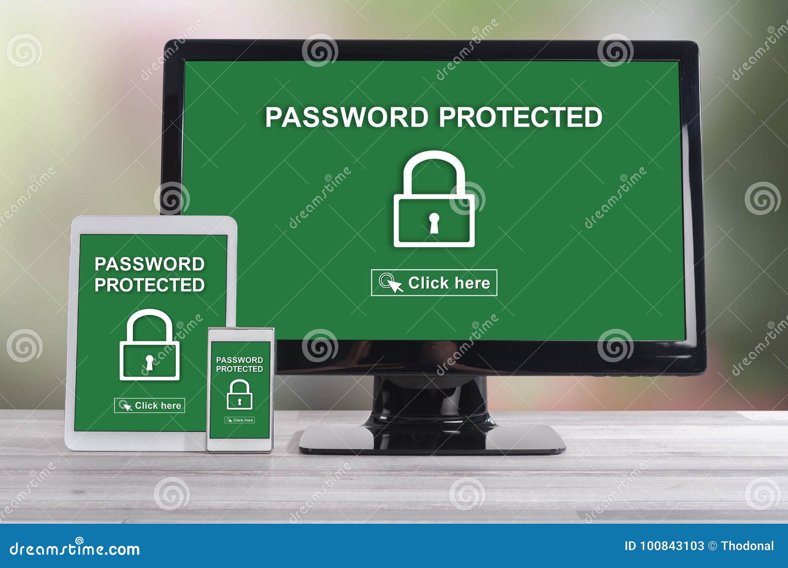Password Protected Concept on Different Devices Stock Image Image of