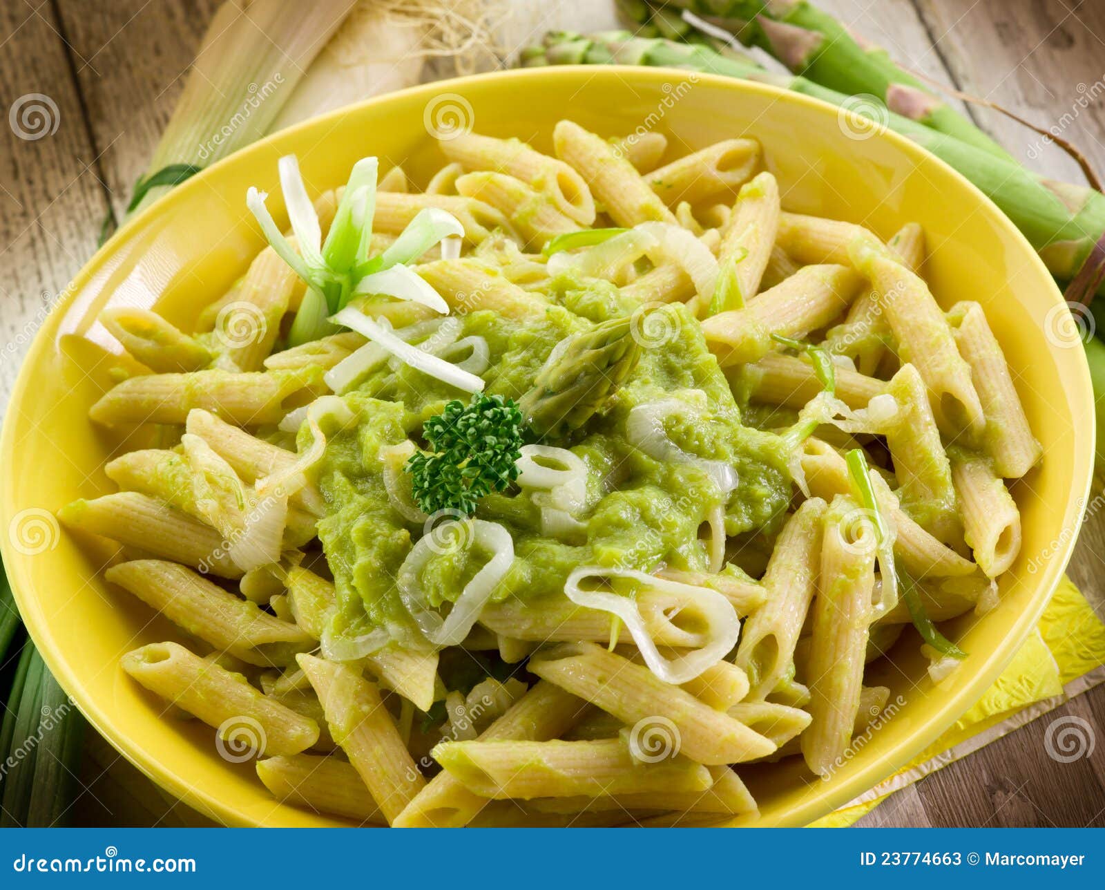 Pasta with Asparagus and Leek Stock Image Image of herb, cooking 23774663