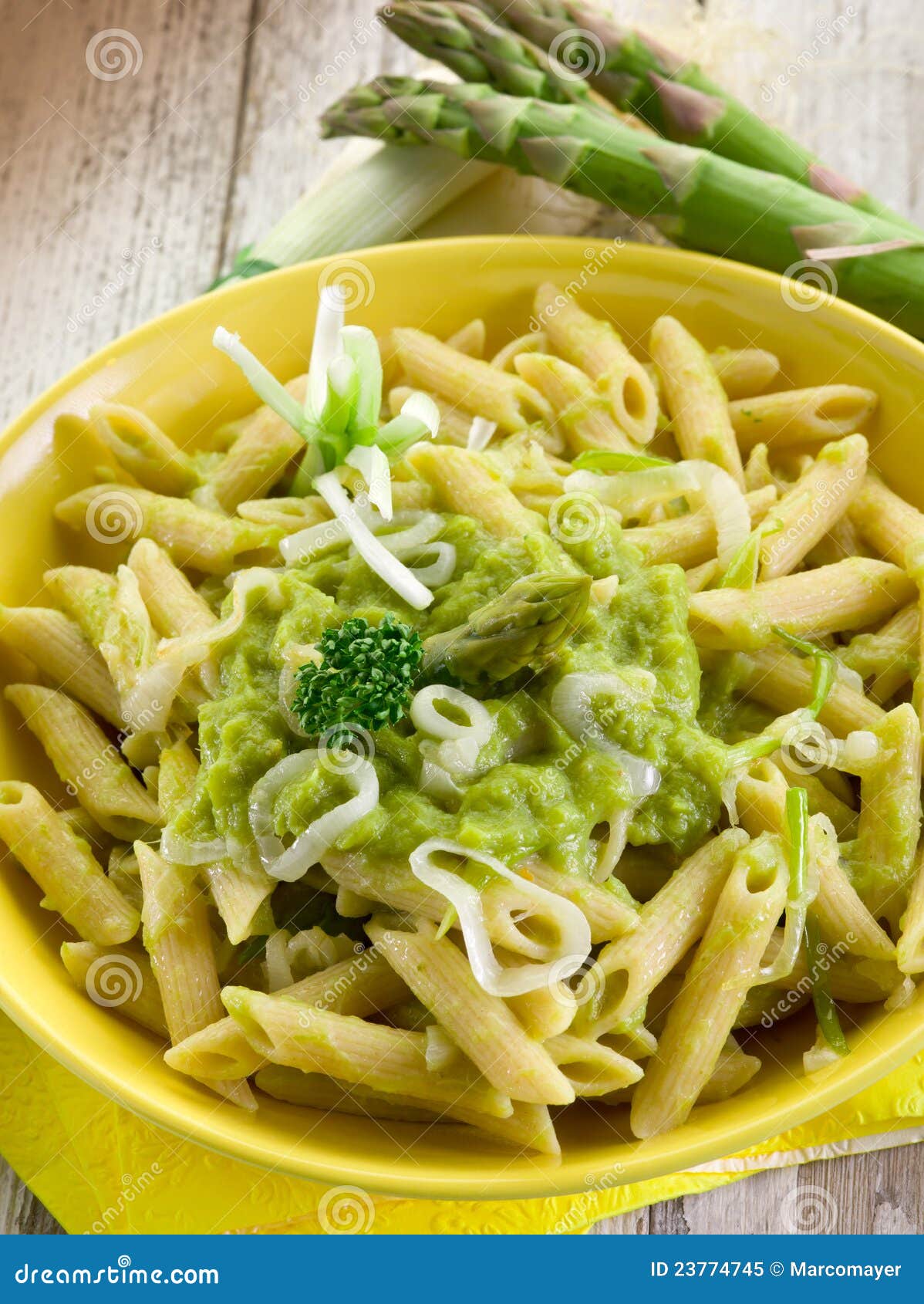 Pasta with Asparagus and Leek Stock Image Image of healthy, macaroni