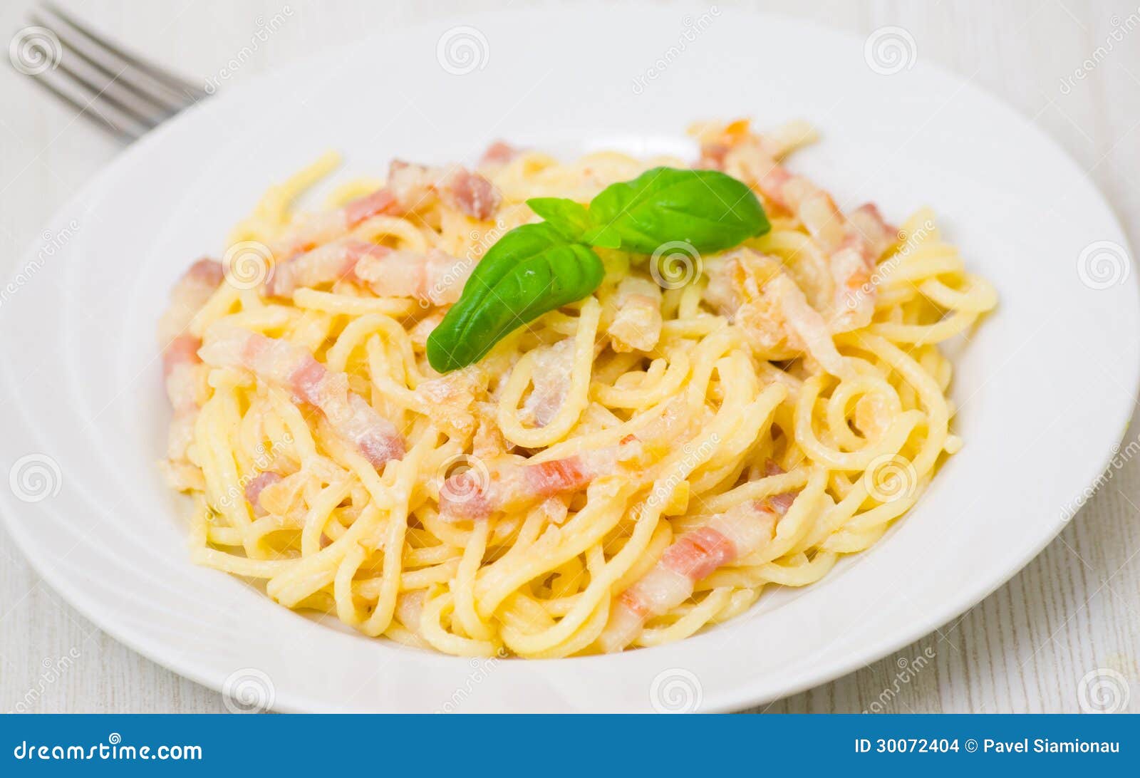 Pasta with Bacon and Cream Sauce Stock Photo Image of bacon, cooking