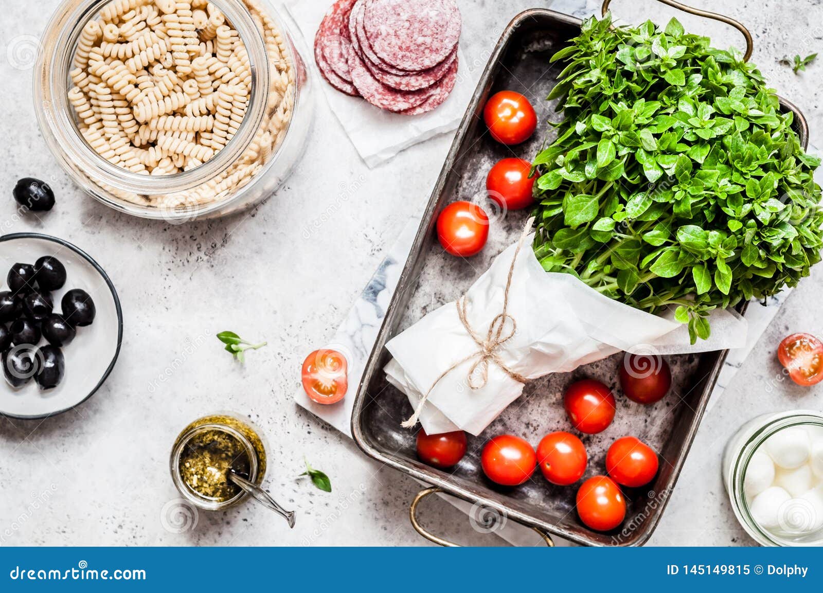 Pasta Bake Ingredients stock image. Image of dinner 145149815