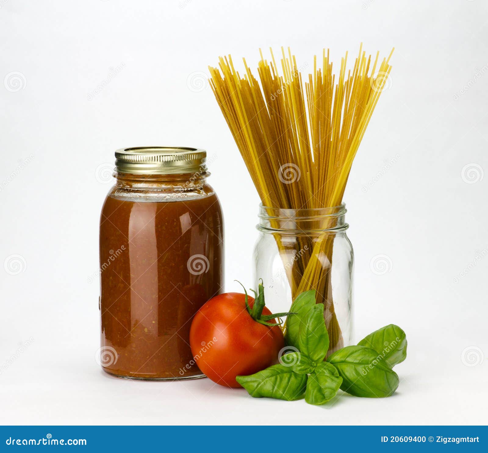 Pasta Basil and Tomato Sauce Stock Photo - Image of household, objects