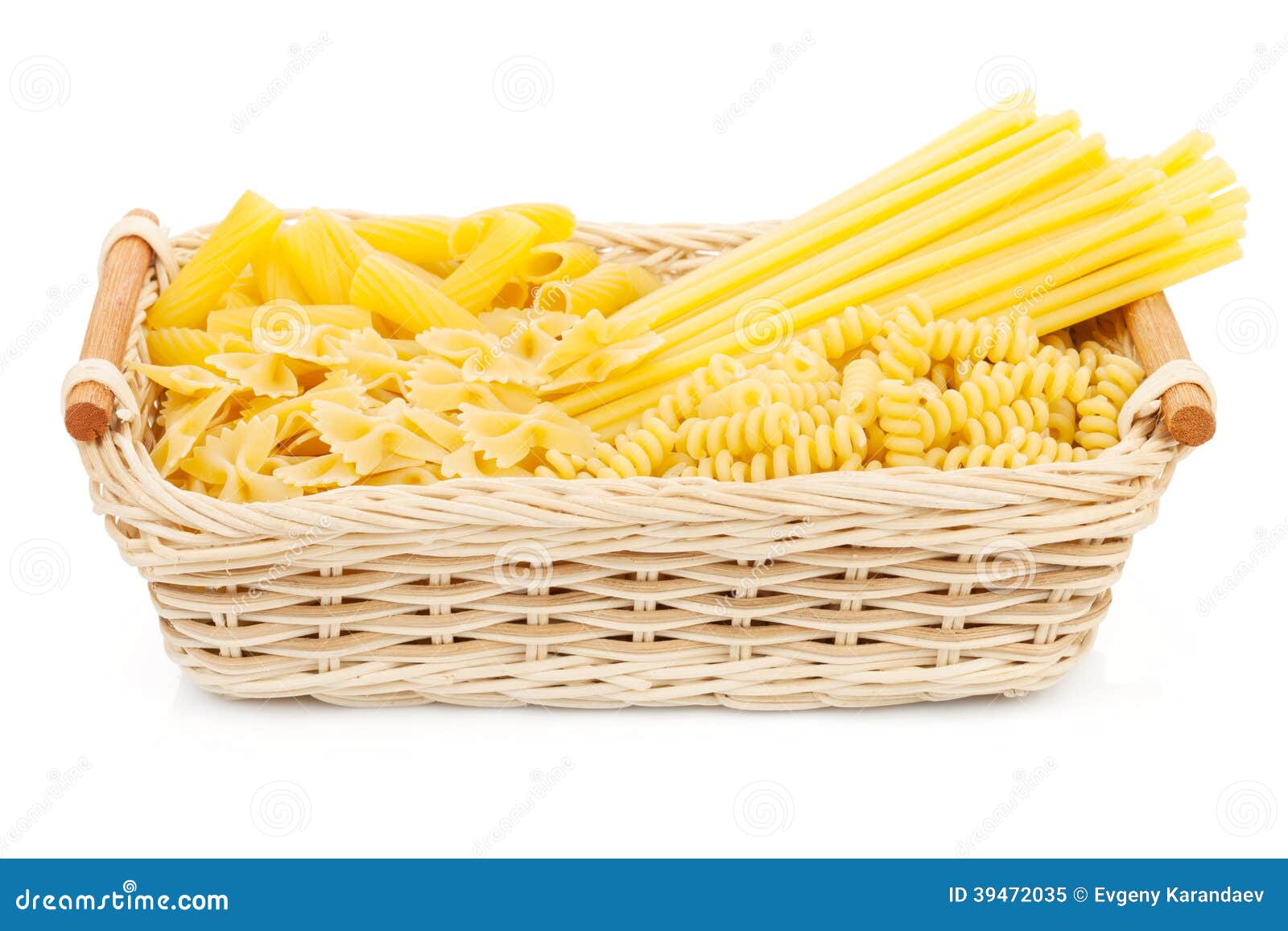 Pasta in basket stock image. Image of uncooked, dried 39472035