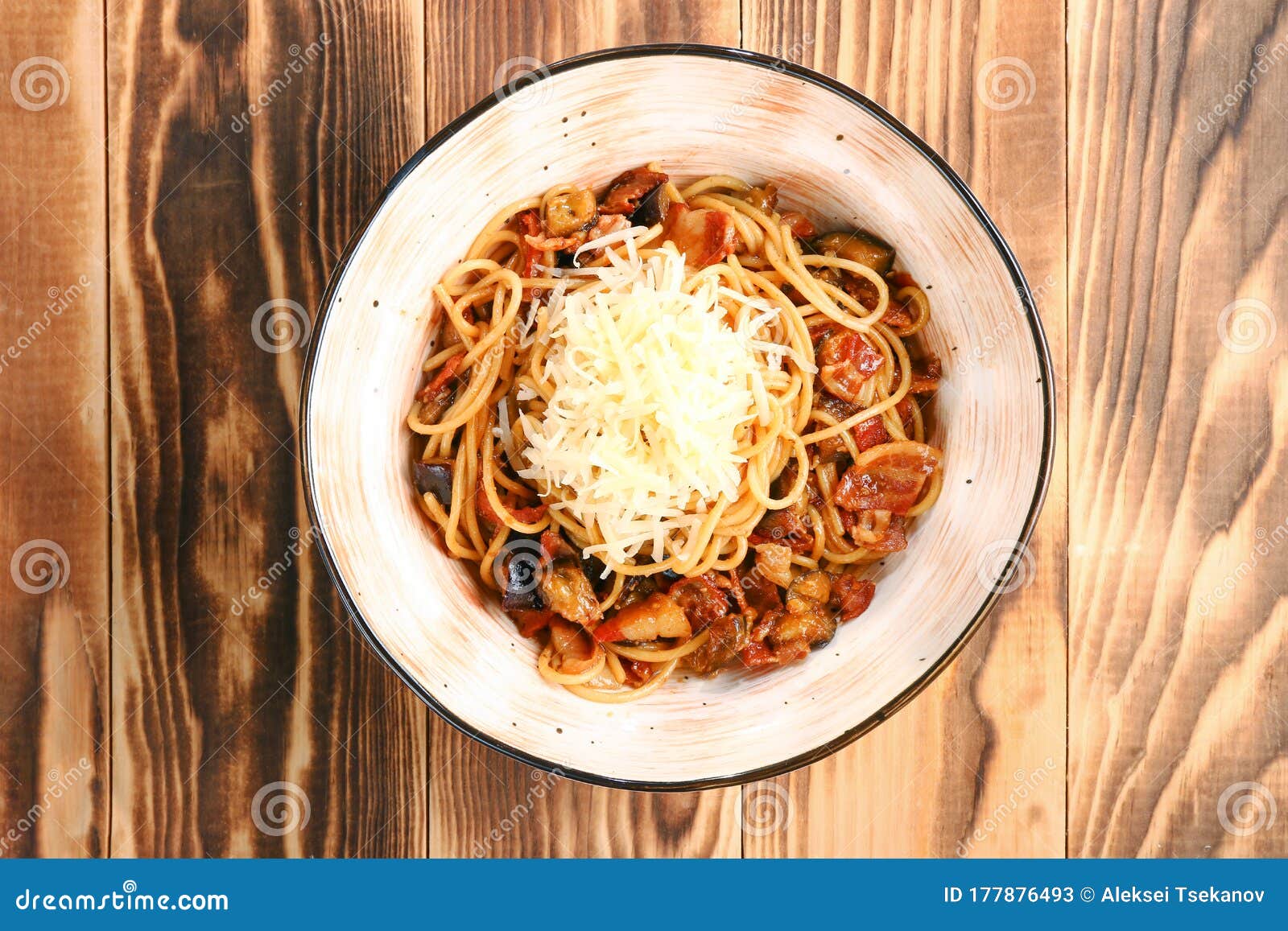 Pasta with Beer Sauce and Parmesan Top View Stock Image Image of