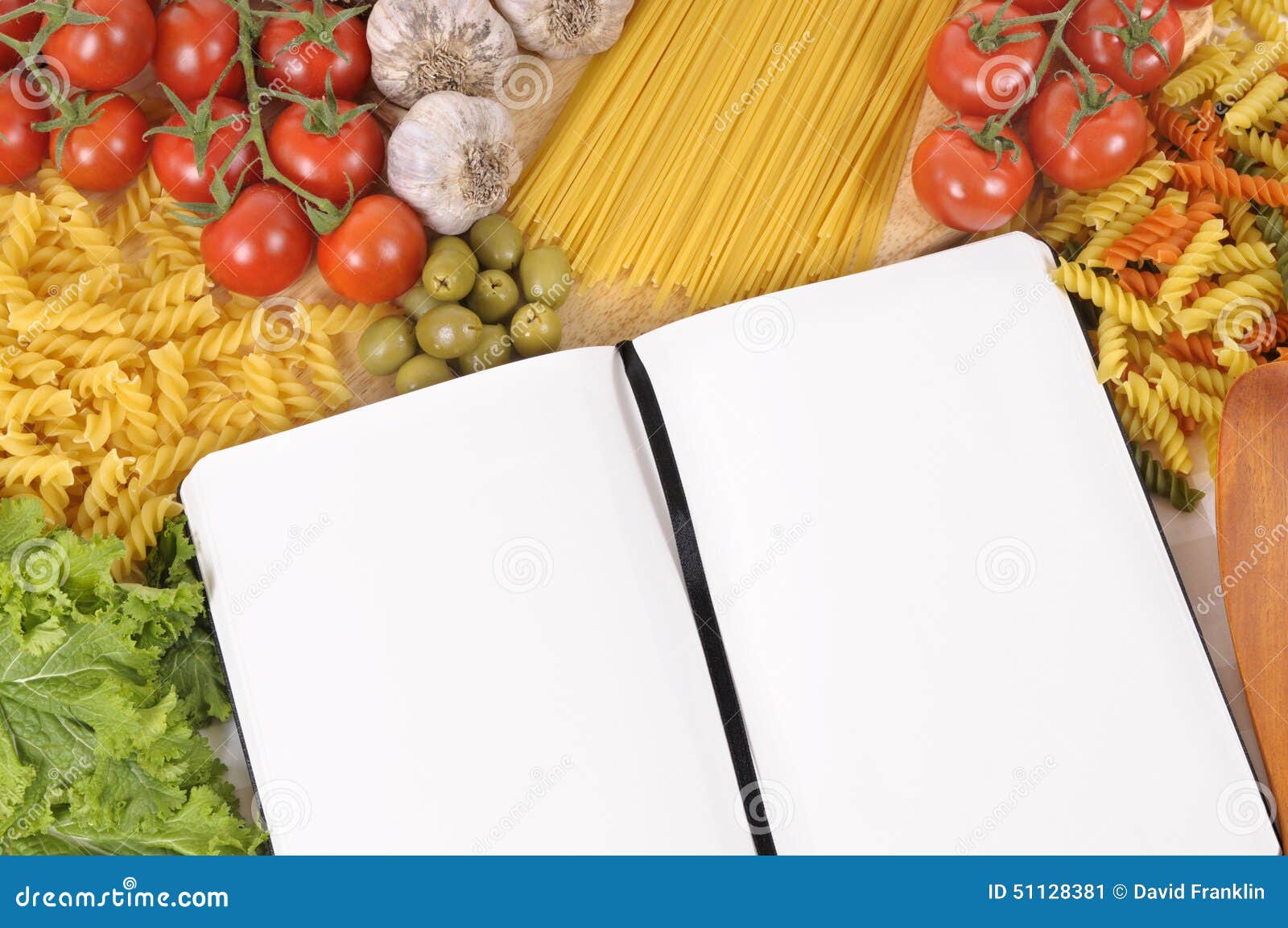 Making Italian Pasta Food with Blank Recipe Book, Cookbook, Copy Space