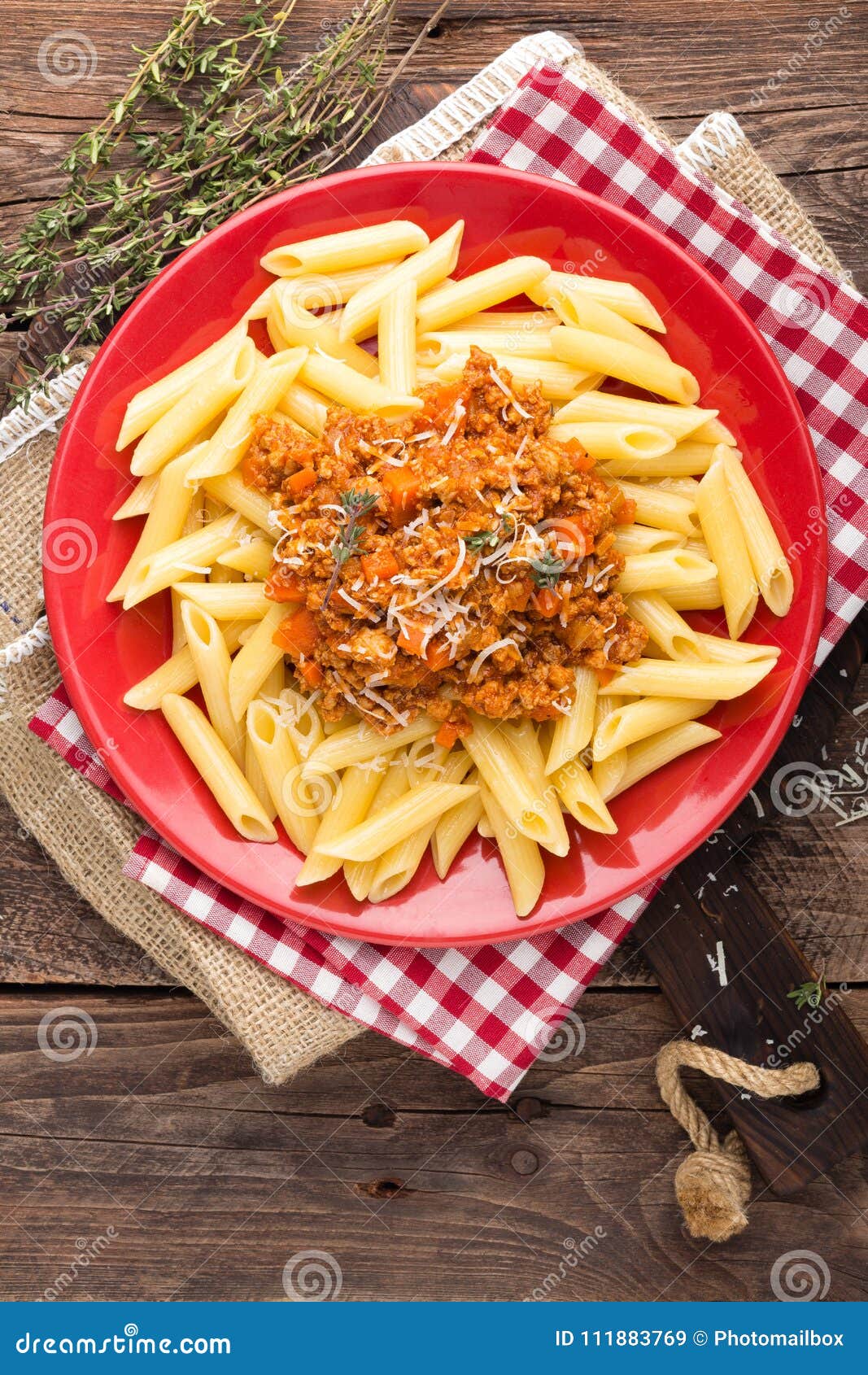 Pasta Bolognese. Pasta Served with a Sauce of Ground Beef Meat, Tomato ...