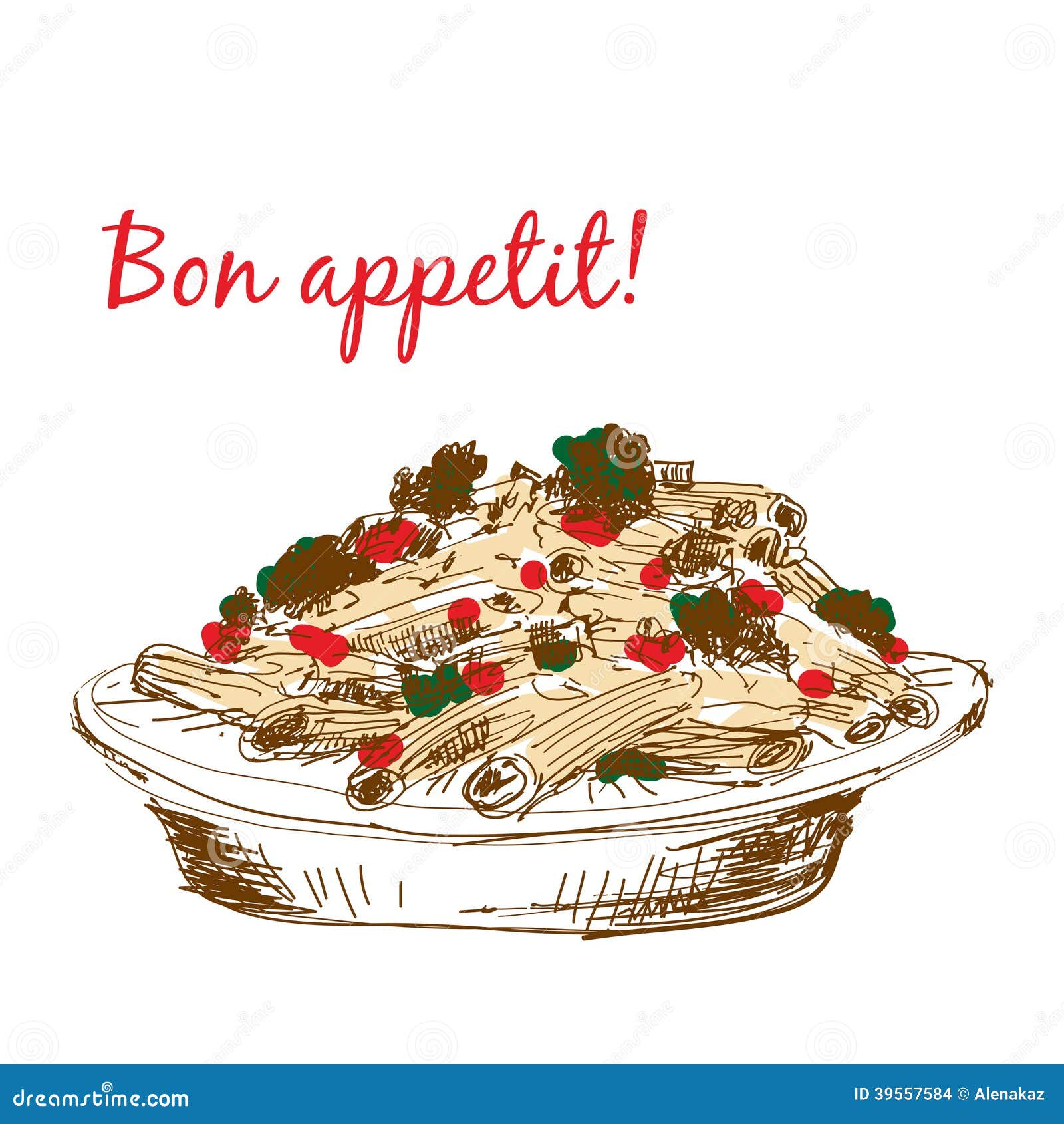 Pasta. Bon appetit! stock vector. Illustration of graphic 39557584