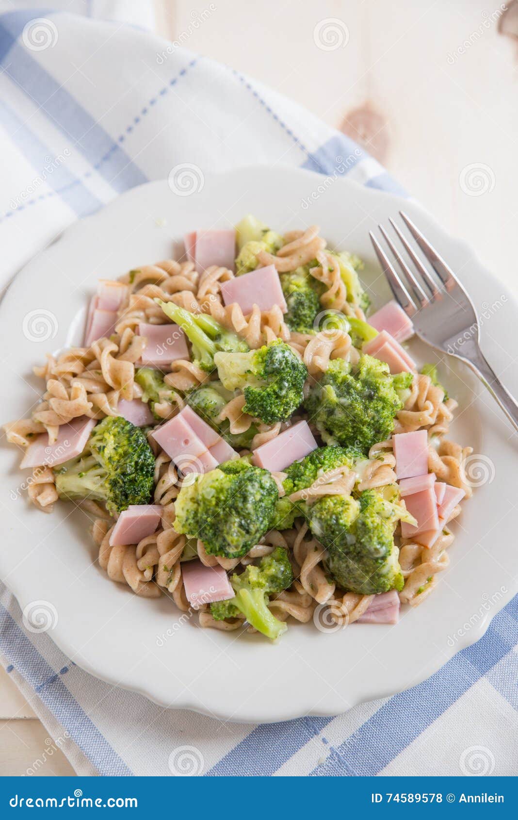 Pasta with Brokkoli and Ham Stock Photo Image of high, parmesan 74589578
