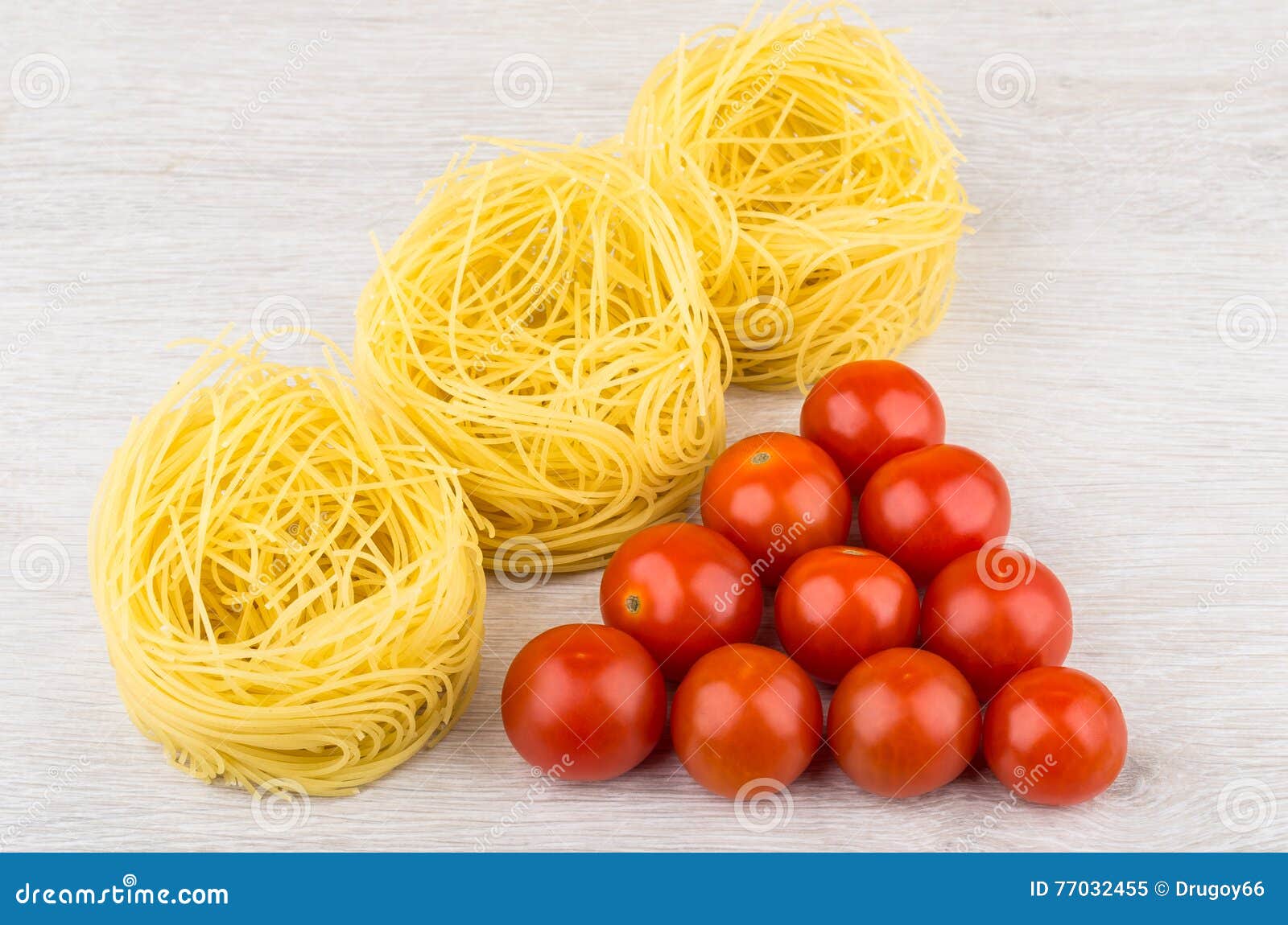 Pasta Capellini and Tomatoes Cherry on Table Stock Image Image of