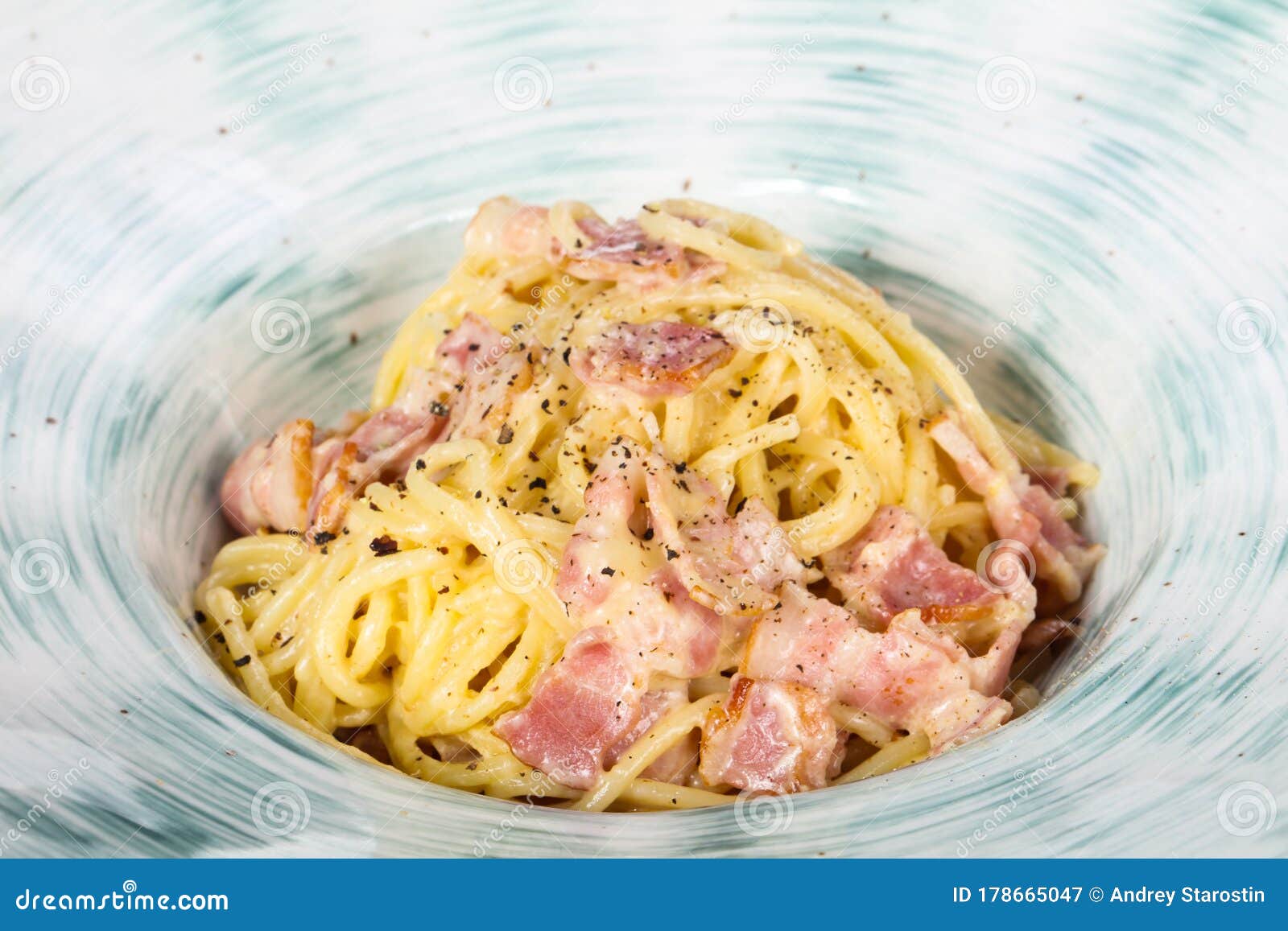 Pasta Carbonara with Ham and Cheese Stock Image Image of meal, food