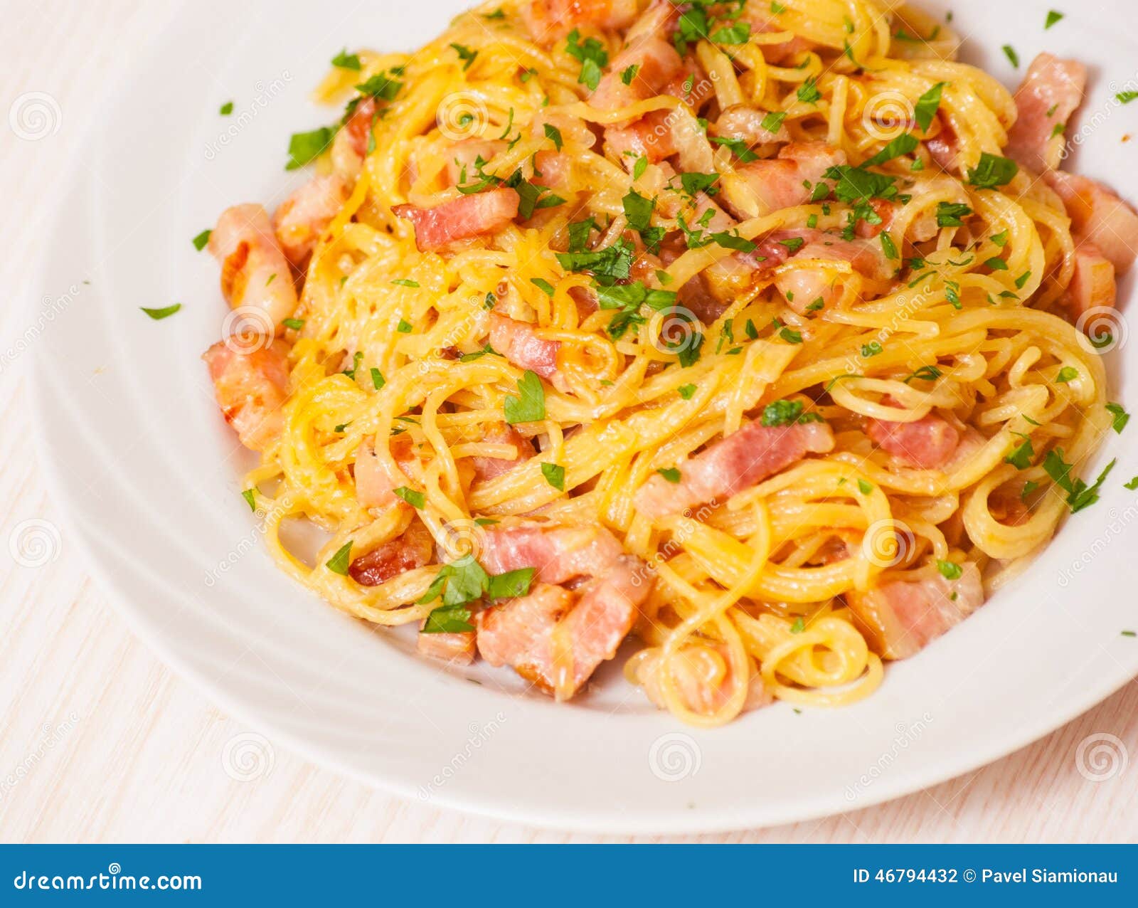 Pasta Carbonara with Ham and Cheese Stock Photo Image of italy