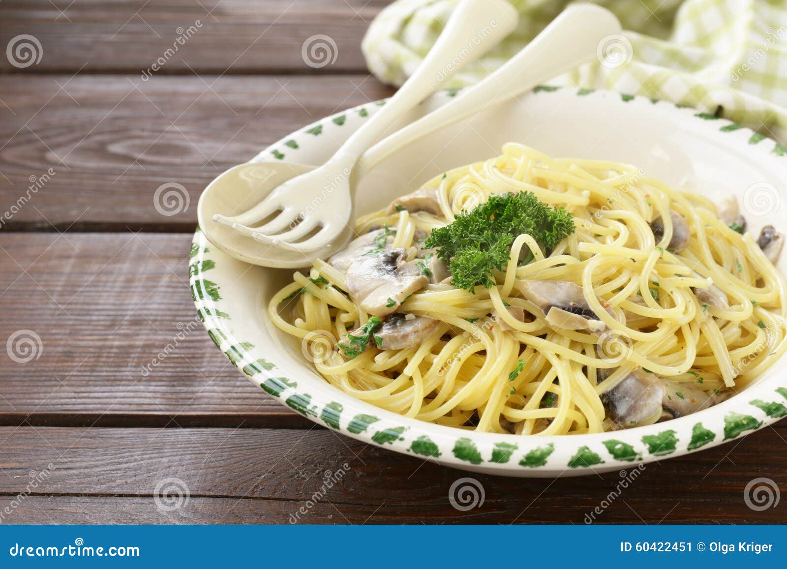 Pasta Carbonara with Mushrooms, Garlic Stock Image Image of parmesan