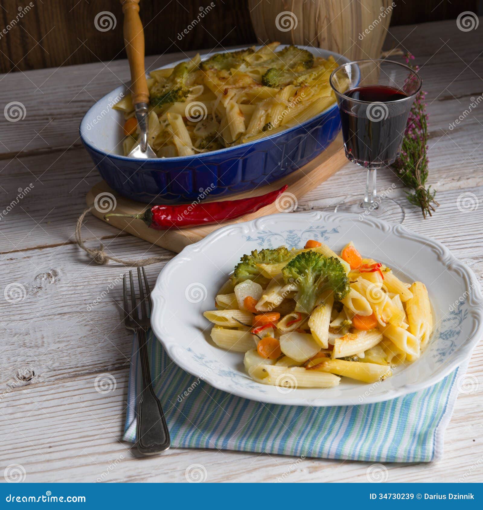Pasta Casserole with Vegetables Stock Image - Image of cheesy, cuisine