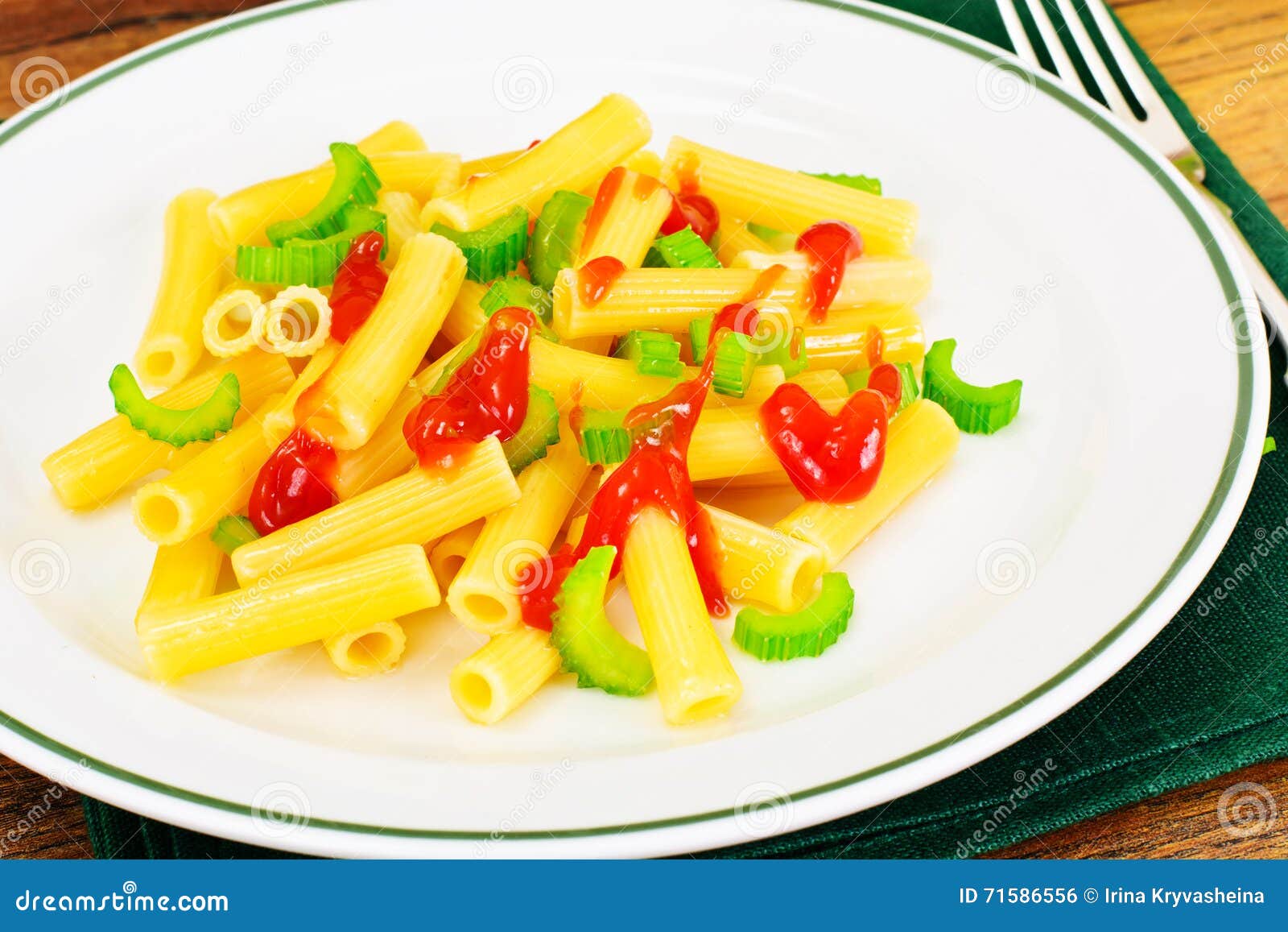 Pasta with Celery. Dietary Dishes Stock Photo Image of diet, plate 71586556
