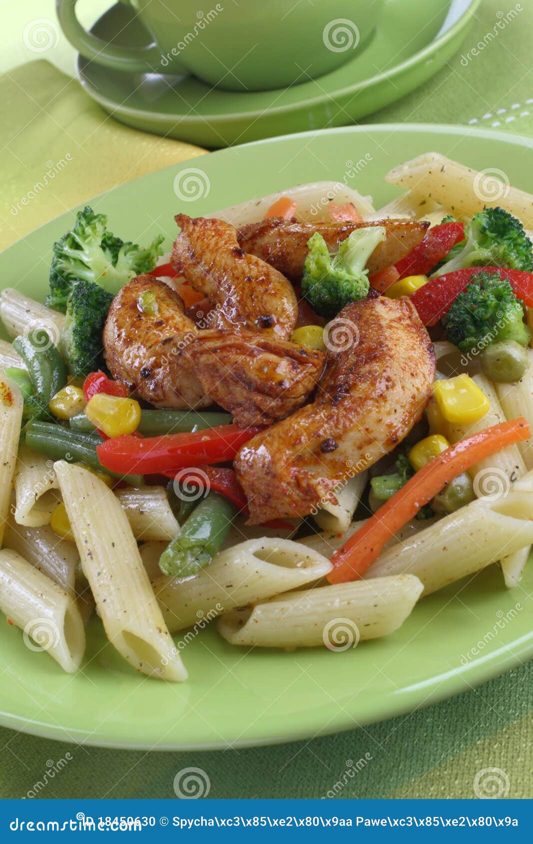 Pasta with chicken stock photo. Image of meat, sauce 18450630