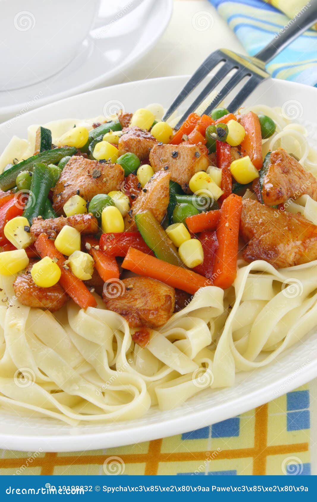 Pasta with chicken stock photo. Image of chicken, noodle 19198832
