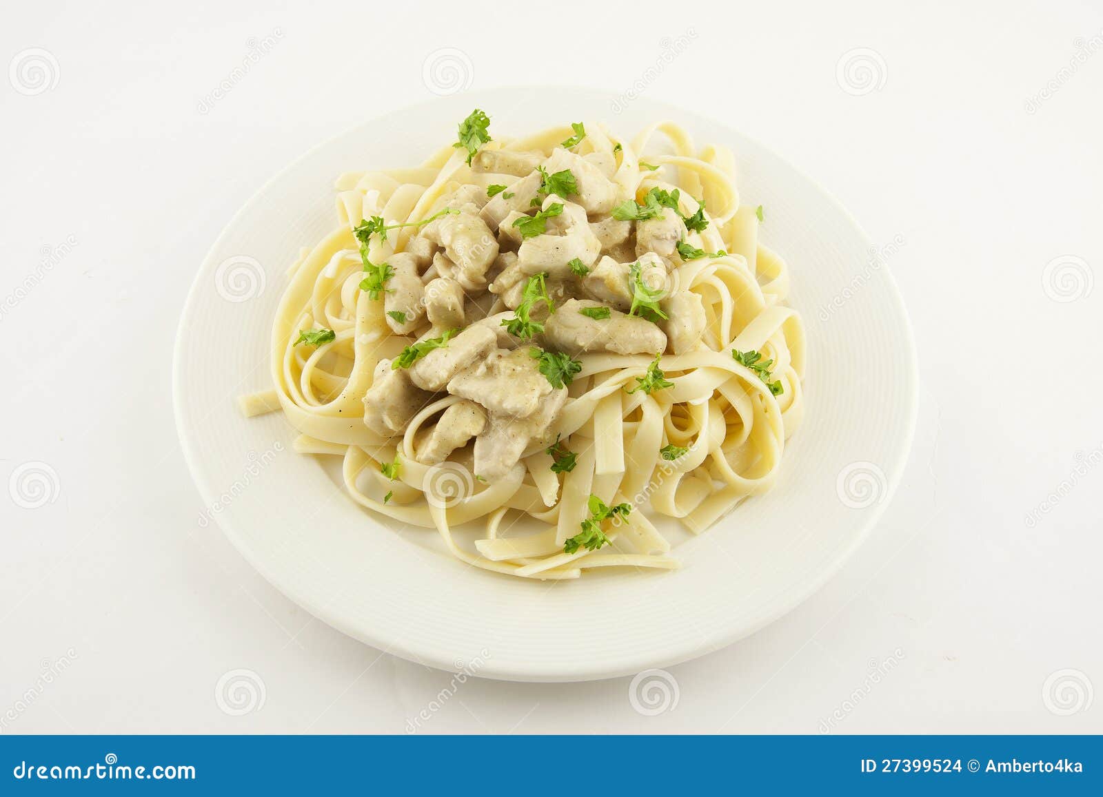 Pasta with chicken stock photo. Image of linguini, food 27399524