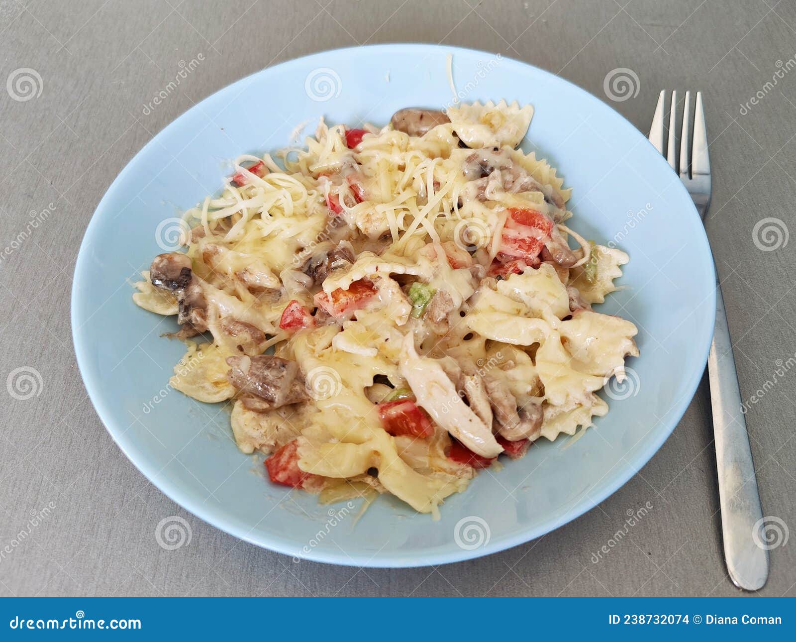 Pasta with Chicken and Cream Sauce Stock Photo - Image of creamy, dish