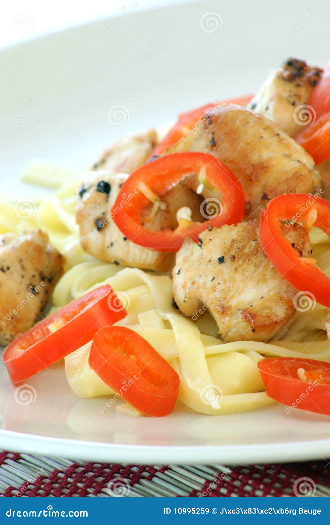 Pasta with Chicken and Red Paprika Stock Image Image of pasta, health