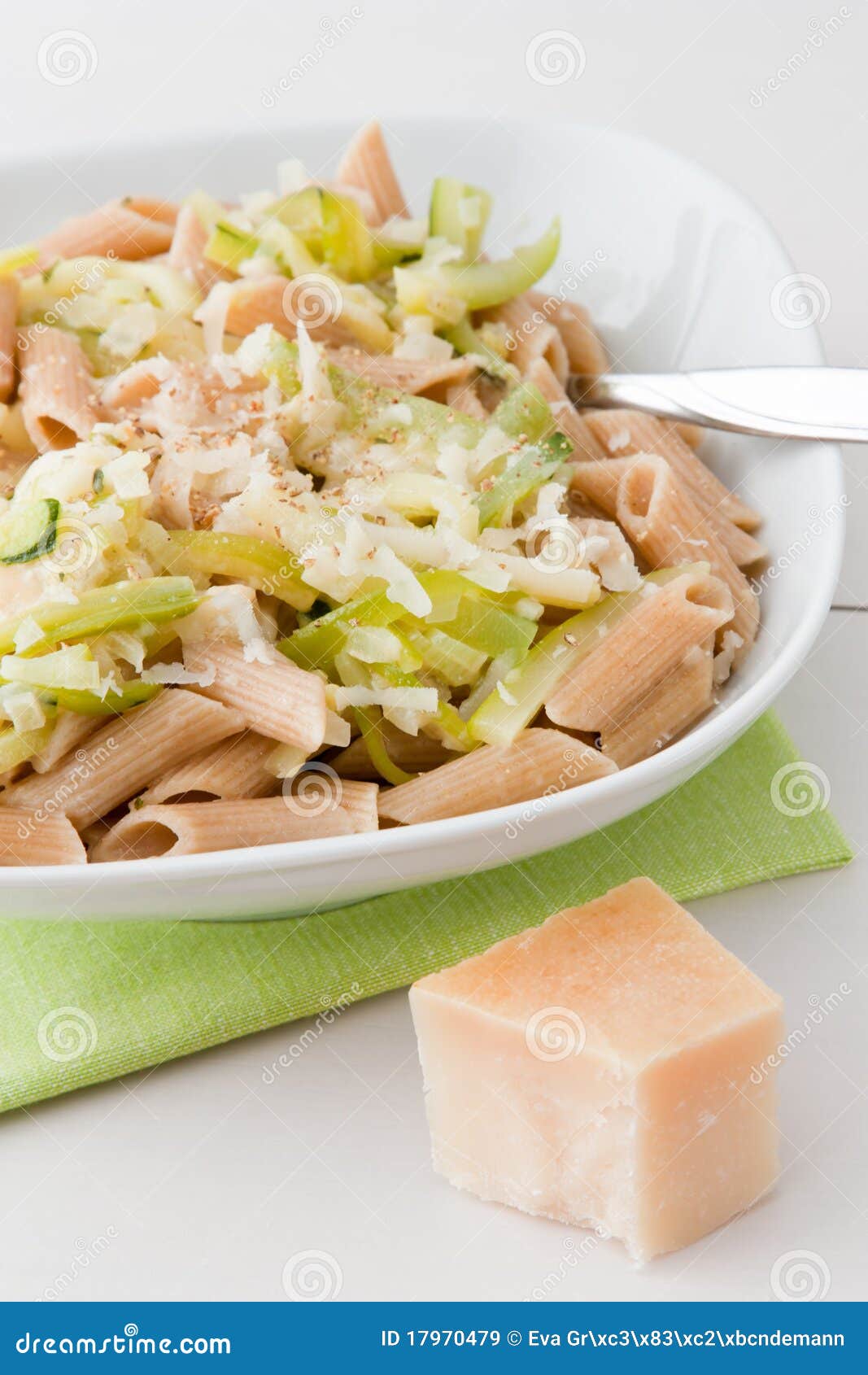 Pasta with Courgette stock image. Image of wholemeal 17970479