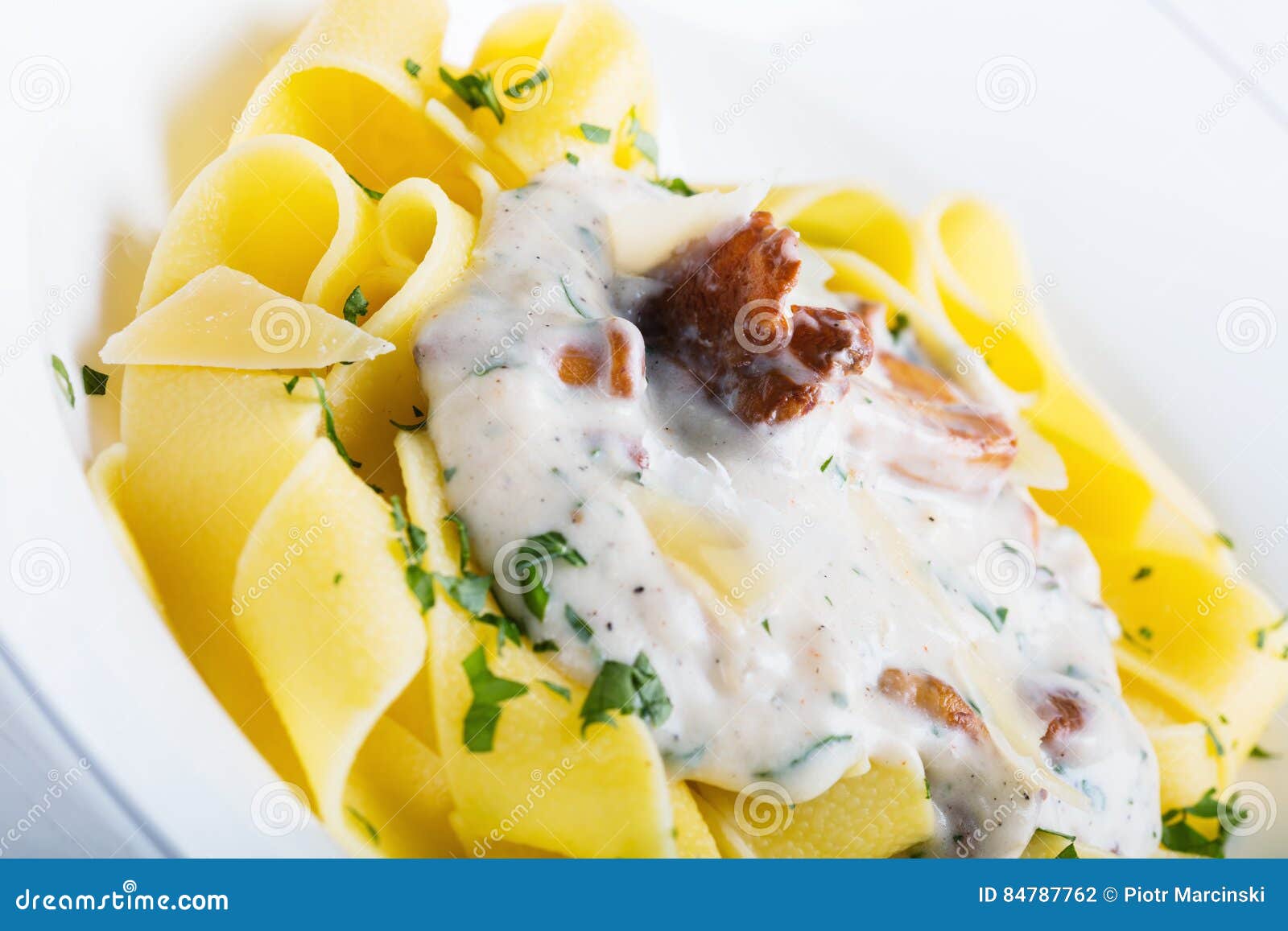 Pasta with Cream Sauce with Chanterelle Stock Photo Image of pasta