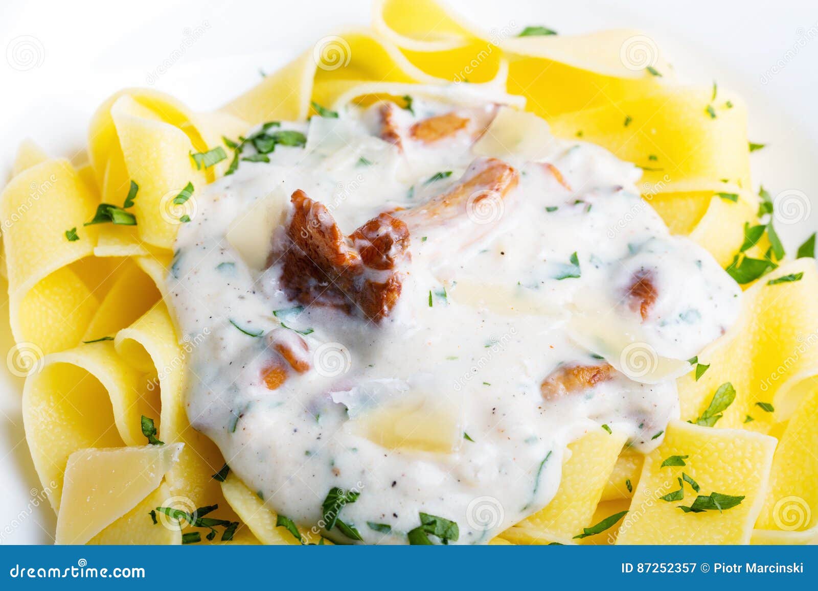 Pasta with Cream Sauce with Chanterelle Stock Image Image of daylight