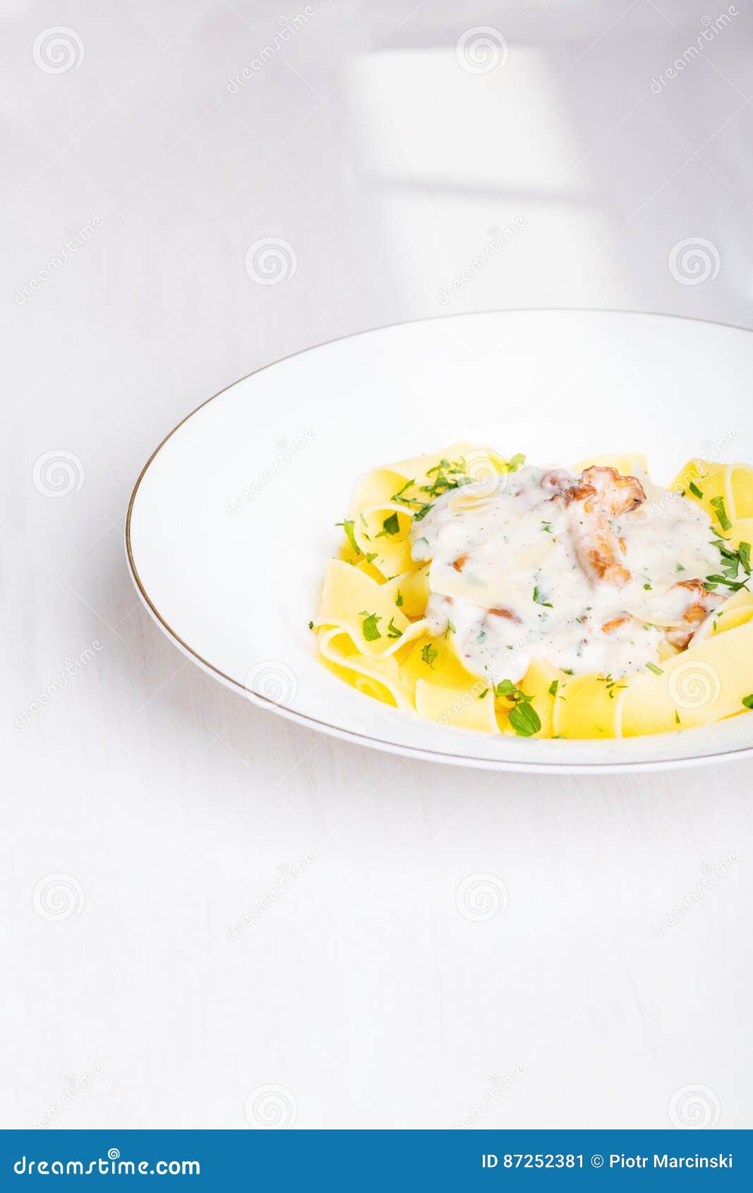 Pasta with Cream Sauce with Chanterelle Stock Image Image of cuisine