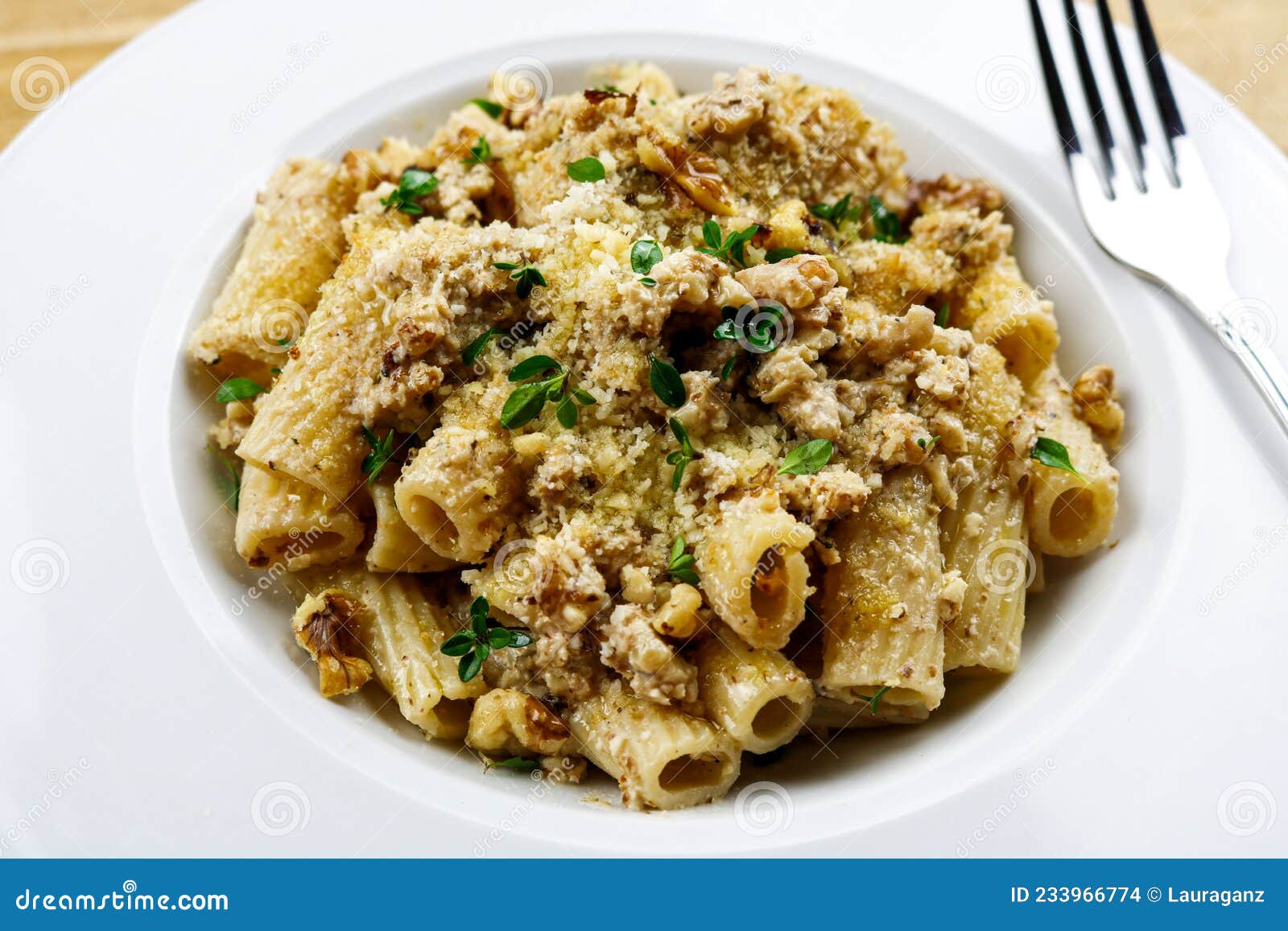 Pasta with a Creamy Crushed Walnut Sauce Stock Photo Image of sauce