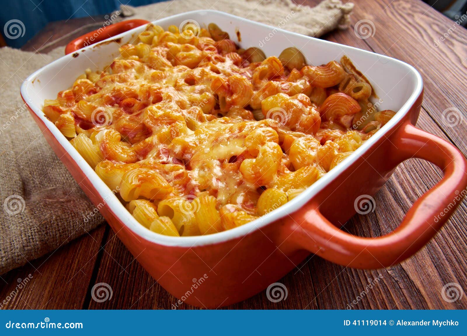 Pasta Elbow Macaroni Bake with Pancetta Stock Photo Image of food