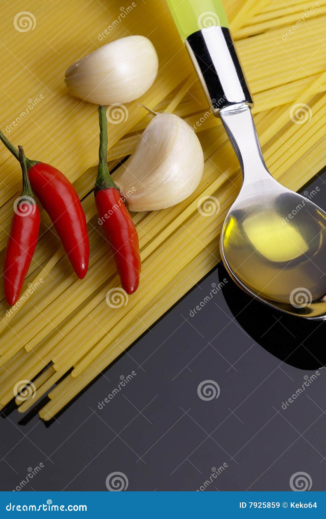Pasta Garlic Extra Virgin Olive Oil and Chili Stock Image Image of