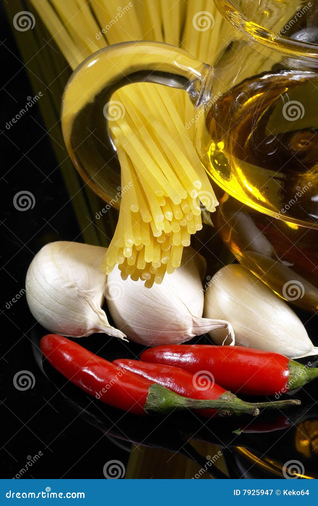 Pasta Garlic Extra Virgin Olive Oil and Red Chili Stock Image Image