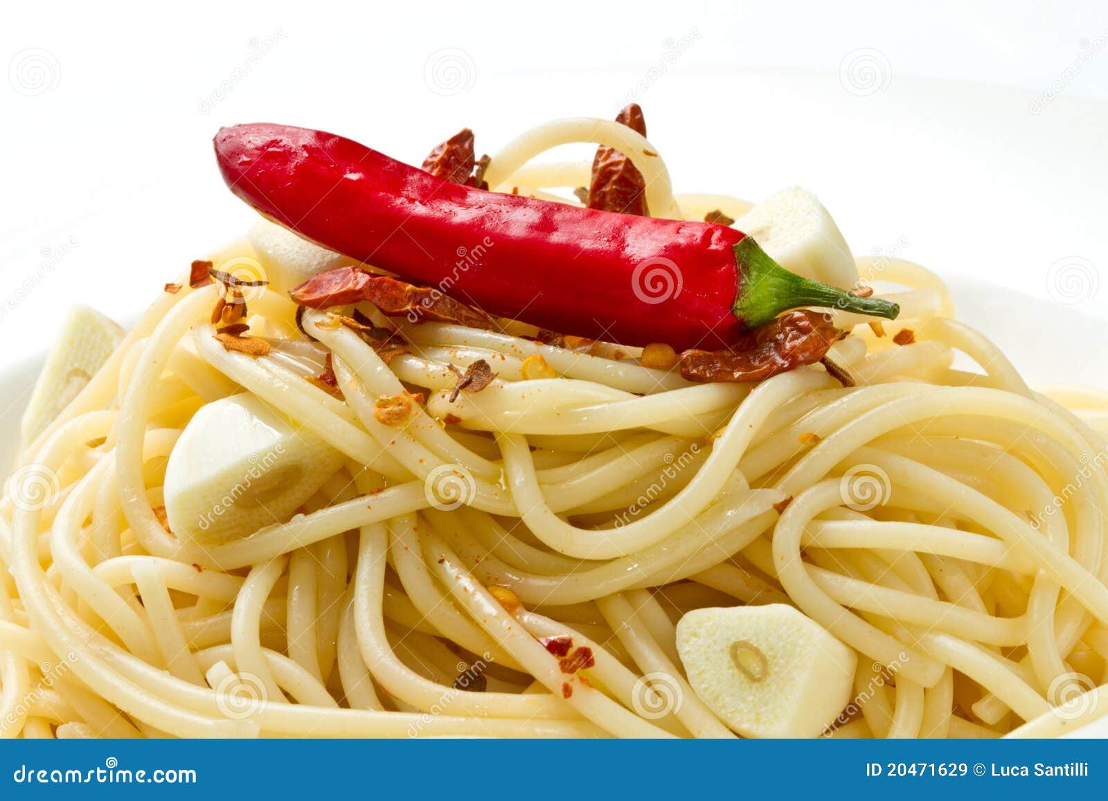Pasta Garlic Olive Oil and Red Chili Pepper Stock Image Image of diet