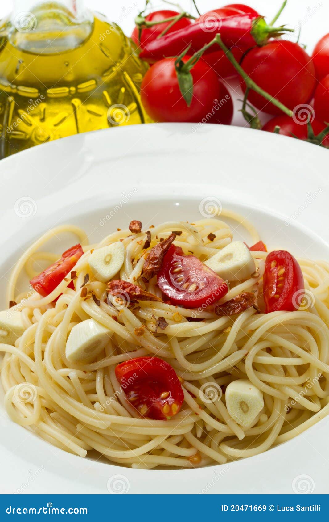 Pasta Garlic Olive Oil and Red Chili Pepper Stock Image Image of